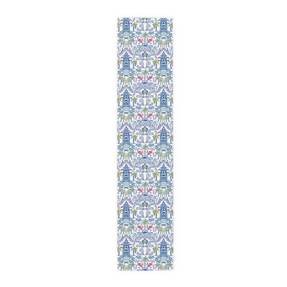 Colorful Coastal Chinoiserie Table Runner