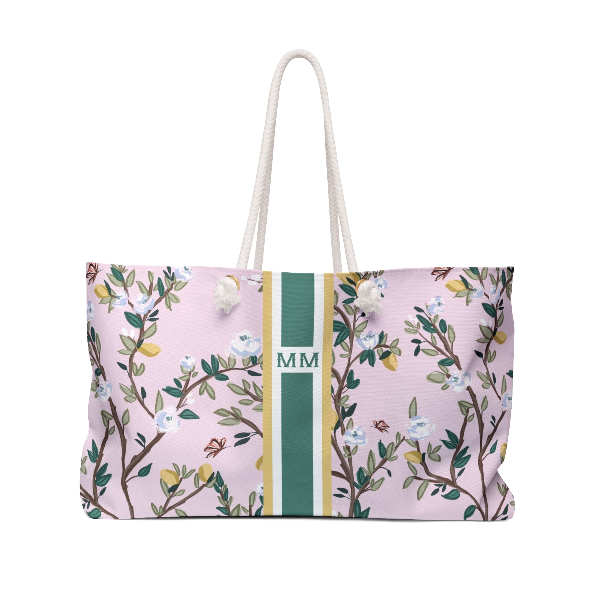 Blossom Garden Striped Monogrammed Mahjong Bag