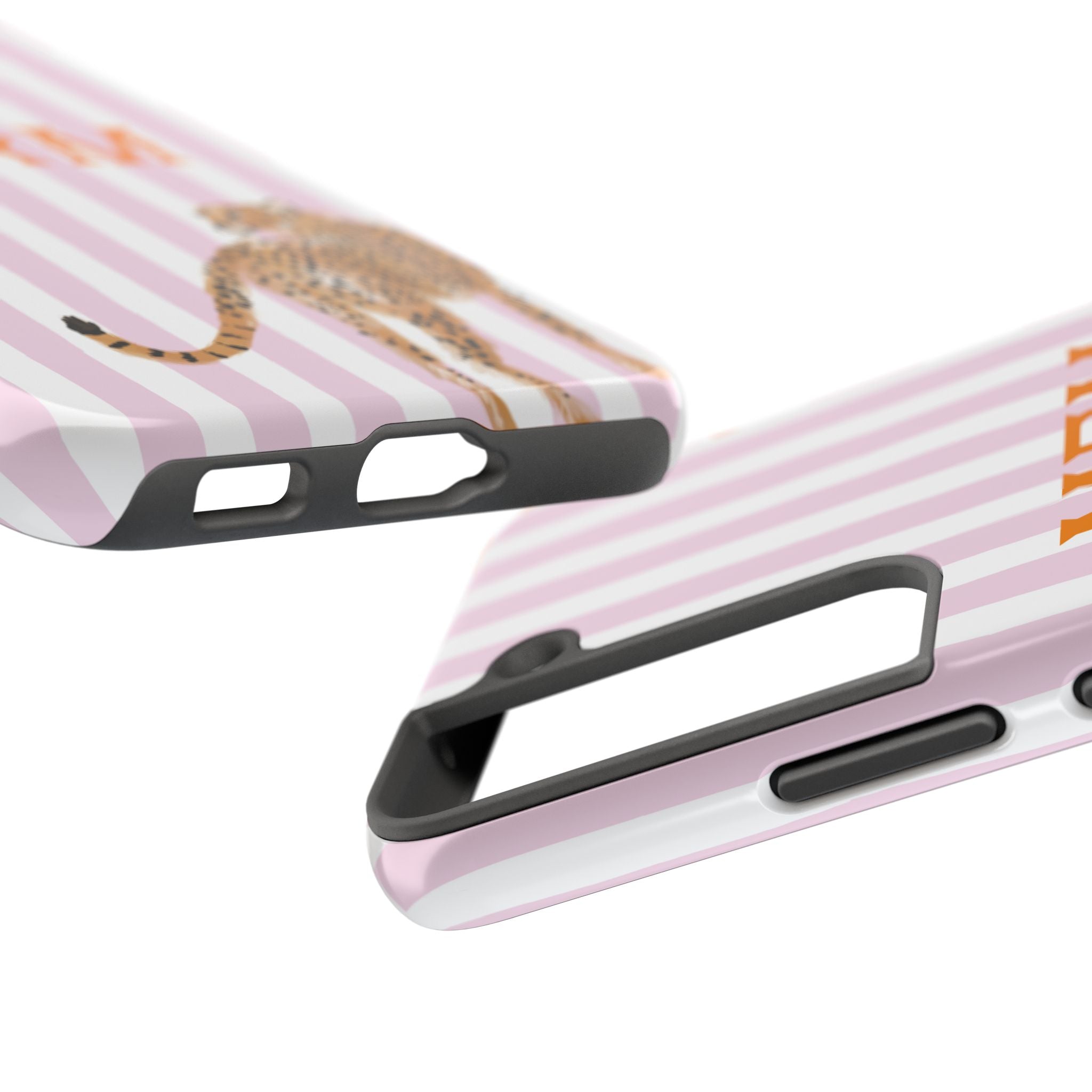 Preppy Cheetah (Pink) Monogrammed Tough Phone Case