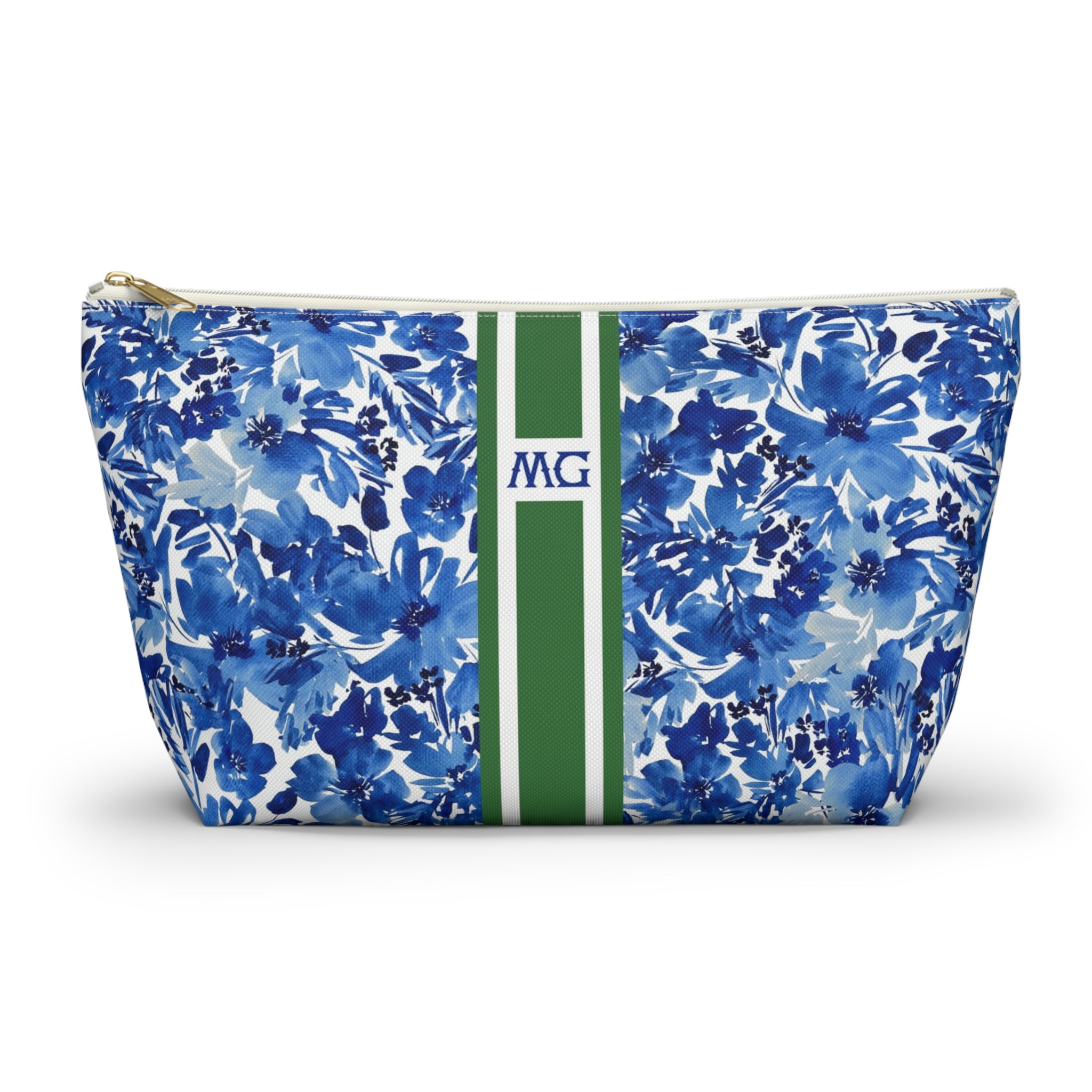 Royal Blooms Striped Monogrammed Pouch