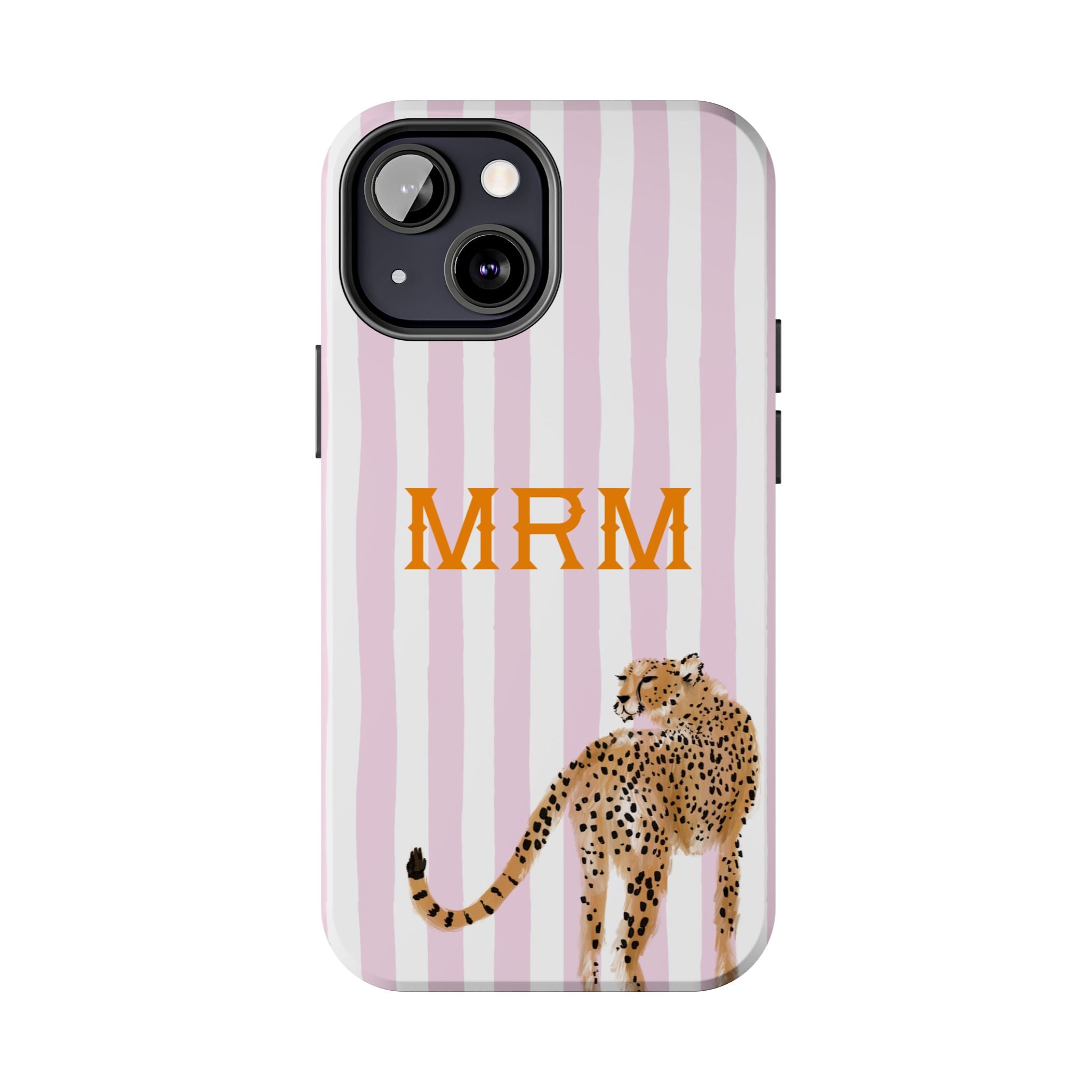 Preppy Cheetah (Pink) Monogrammed Tough Phone Case