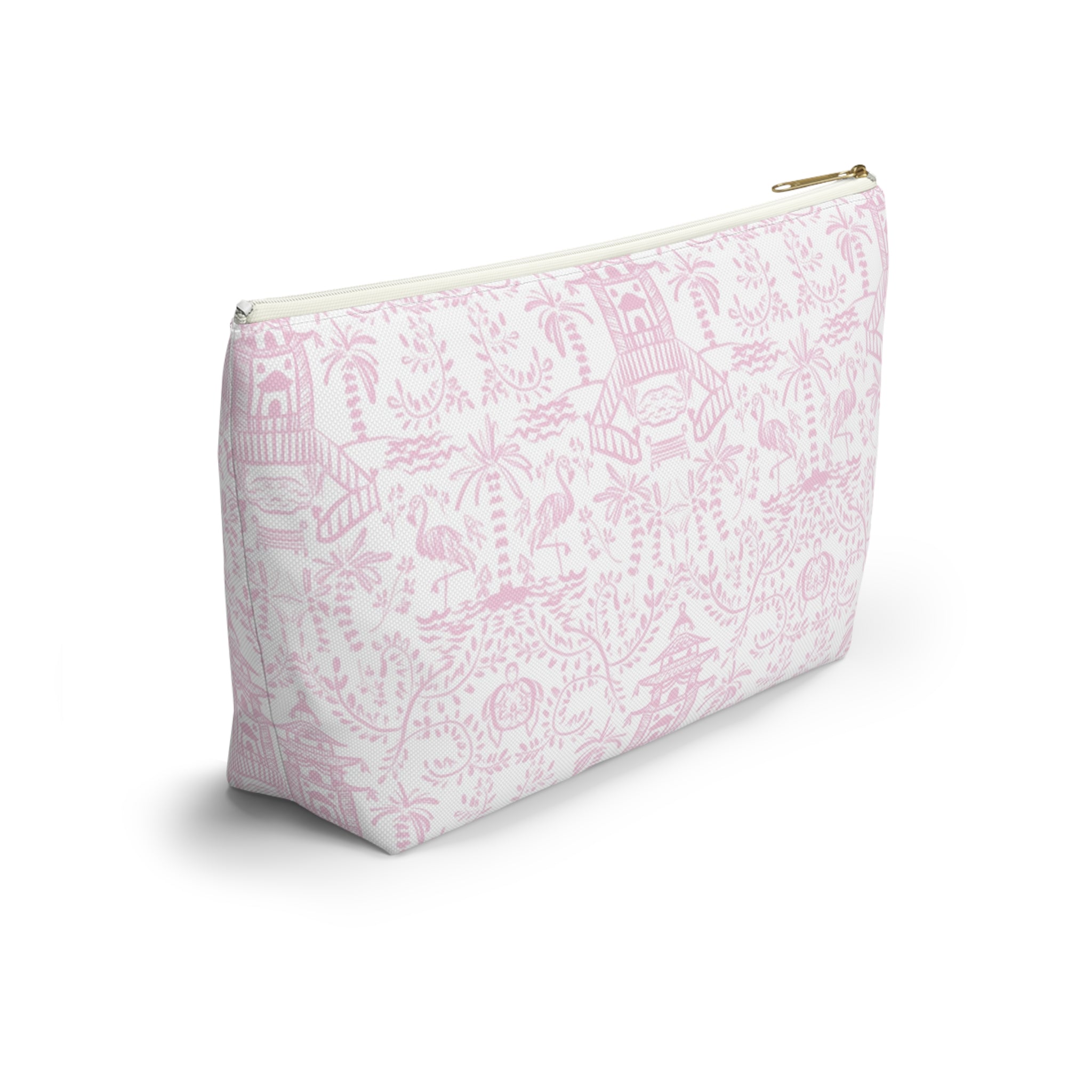 Palm Beach Pink Striped Monogrammed Mahjong Tile Pouch