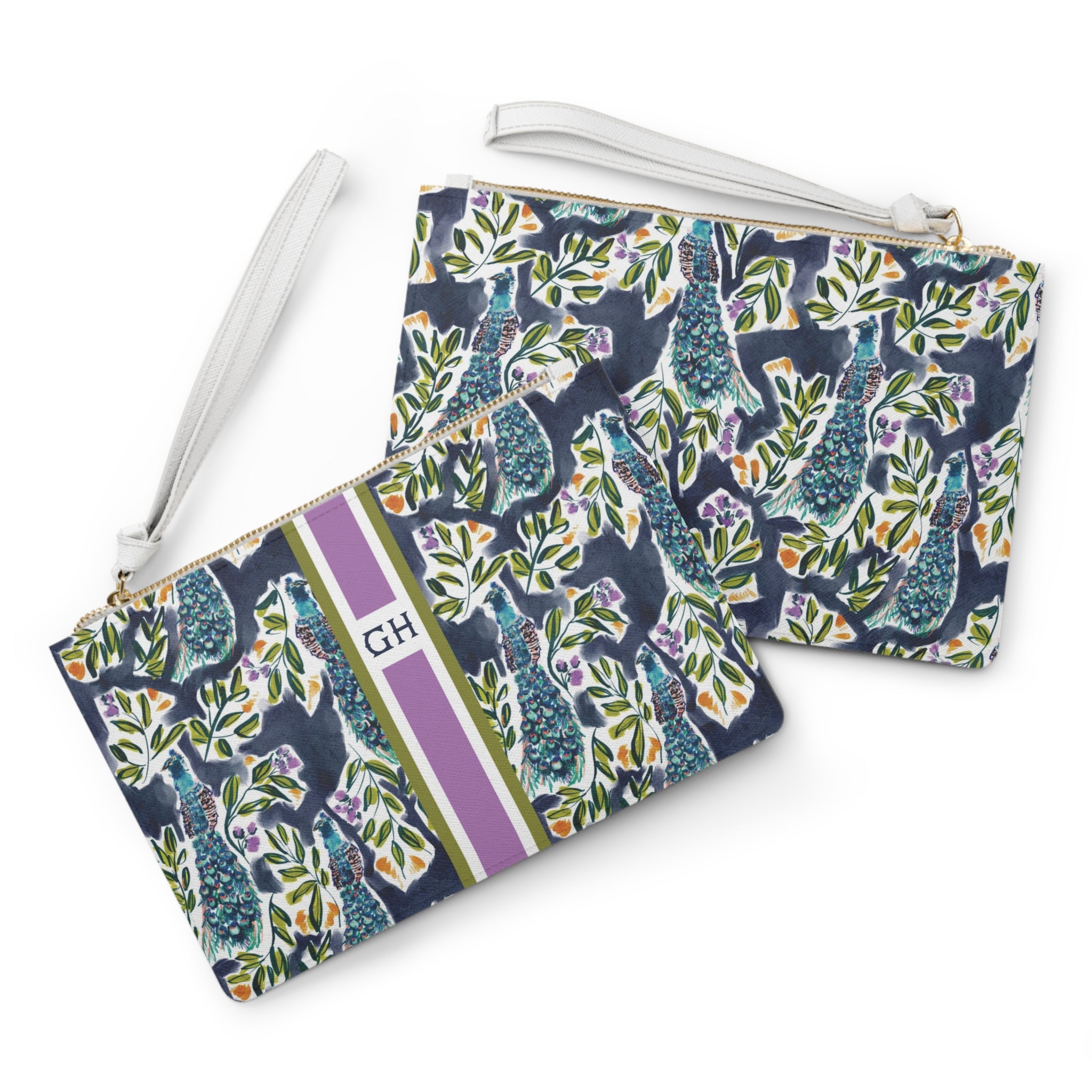 Peacock Garden Striped Monogrammed Mahjong Card Holder