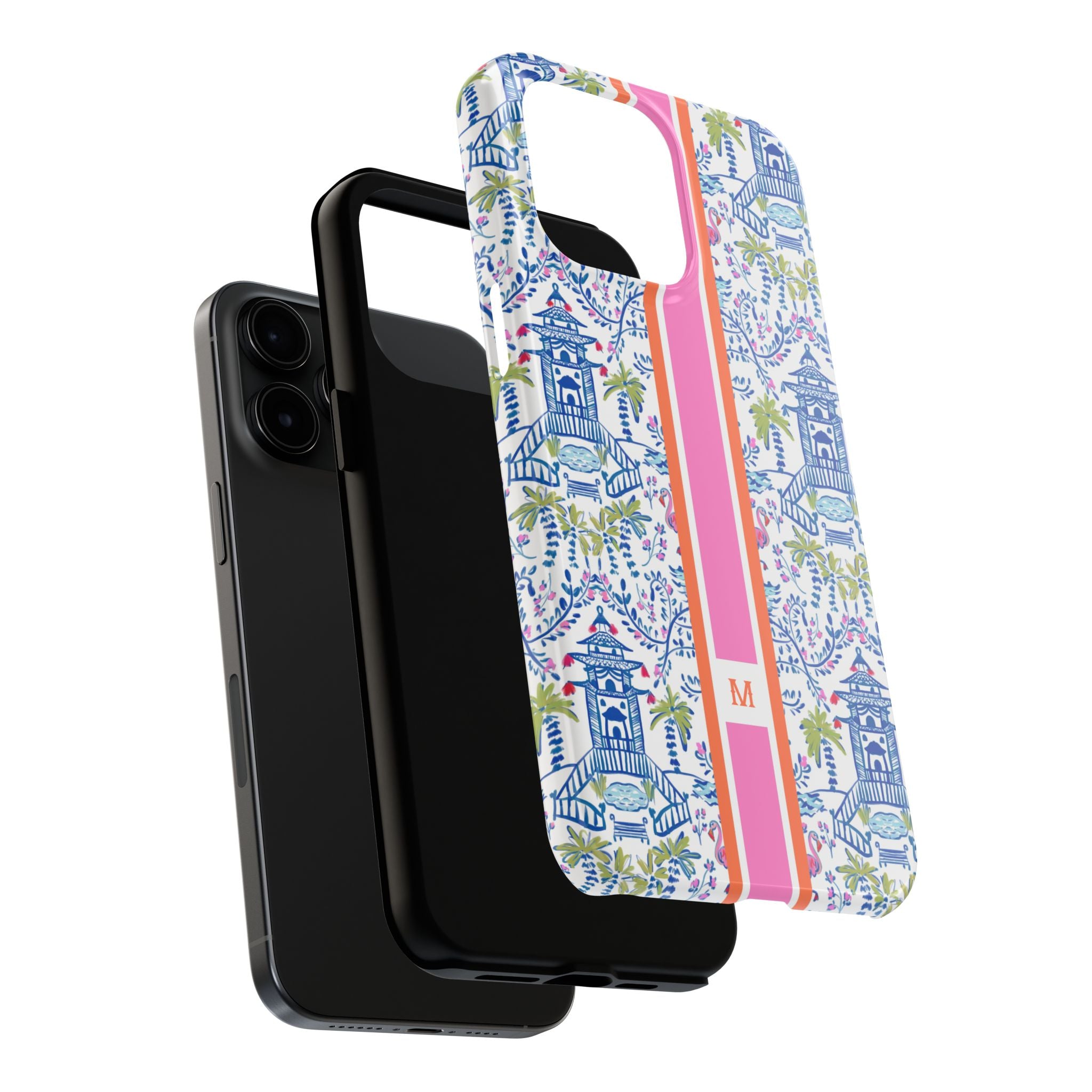 Colorful Chinoiserie Monogrammed Tough Phone Case
