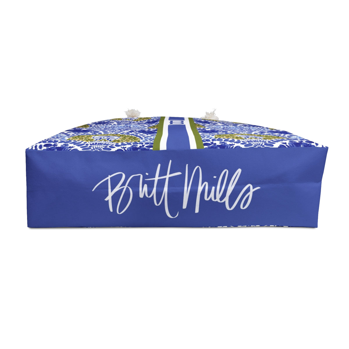 Chinoiserie Shrubs Striped Monogrammed Mahjong Bag