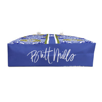 Chinoiserie Shrubs Striped Monogrammed Mahjong Bag