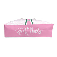Palm Beach Pink Striped Monogrammed Mahjong Bag