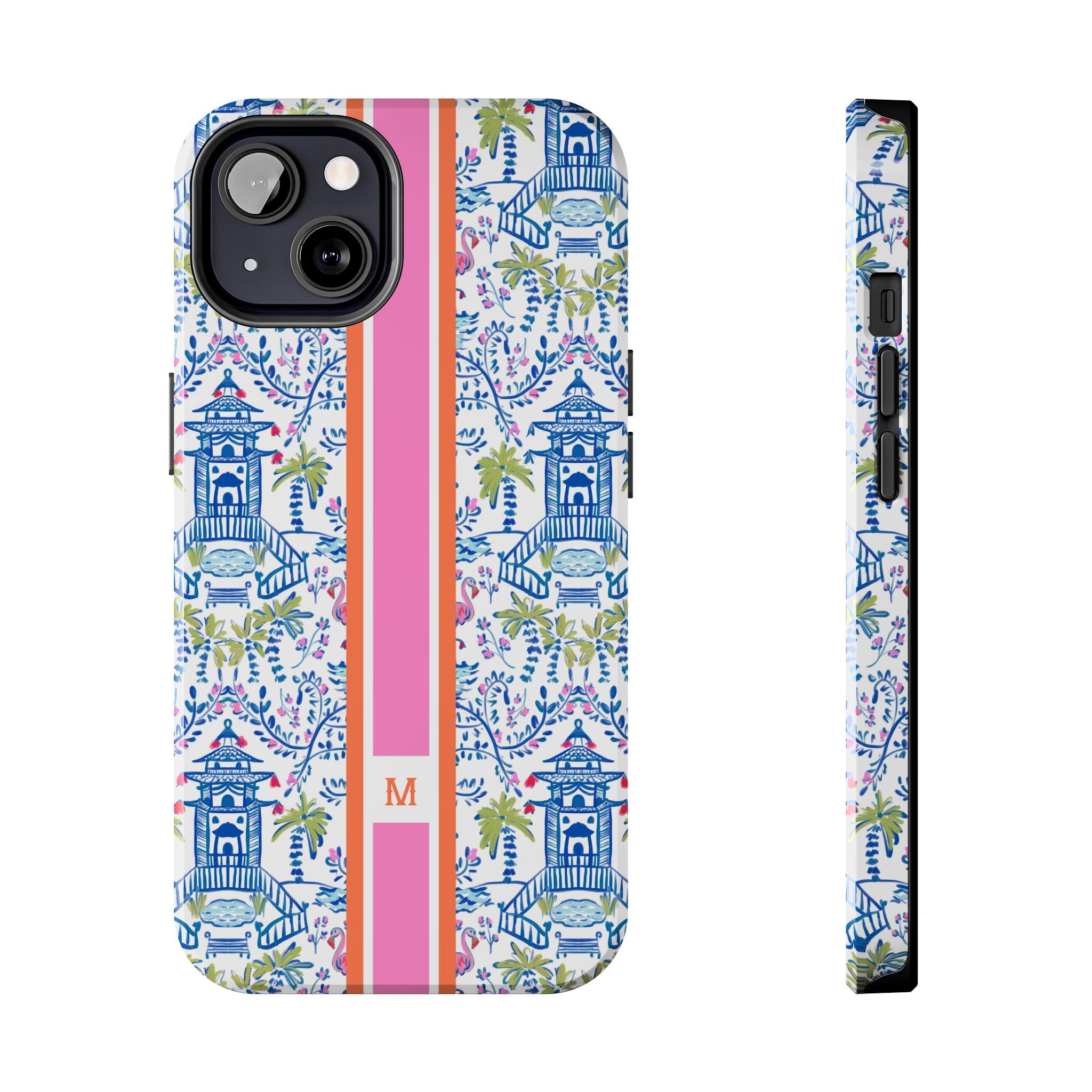 Colorful Chinoiserie Monogrammed Tough Phone Case