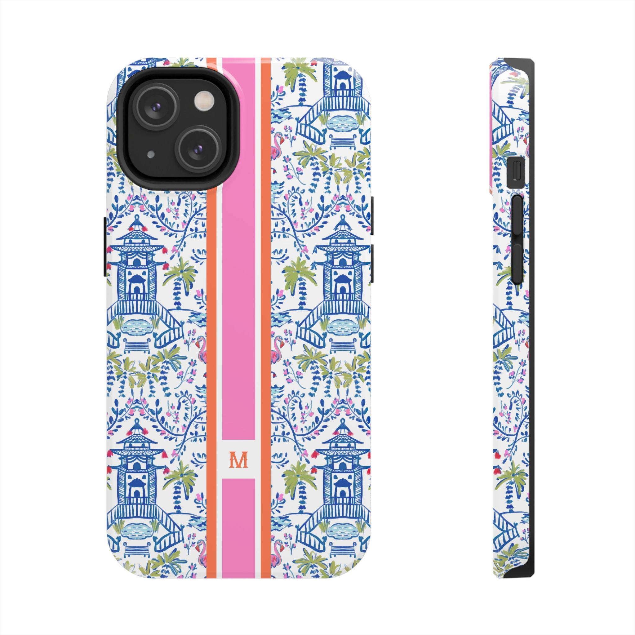 Colorful Chinoiserie Monogrammed Tough Phone Case
