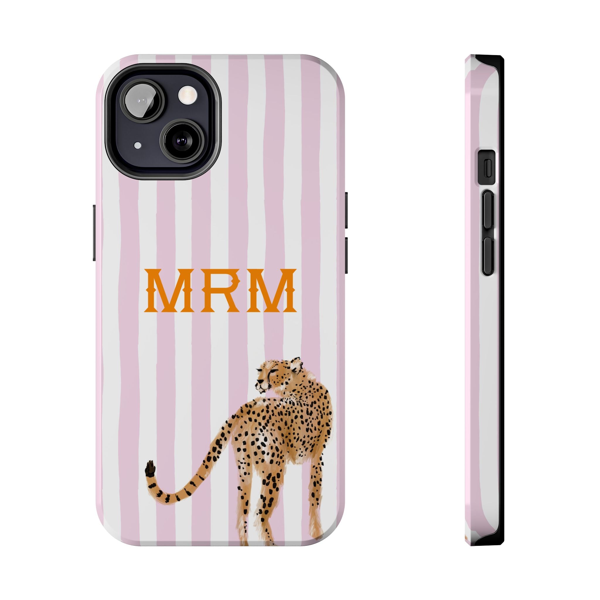 Preppy Cheetah (Pink) Monogrammed Tough Phone Case
