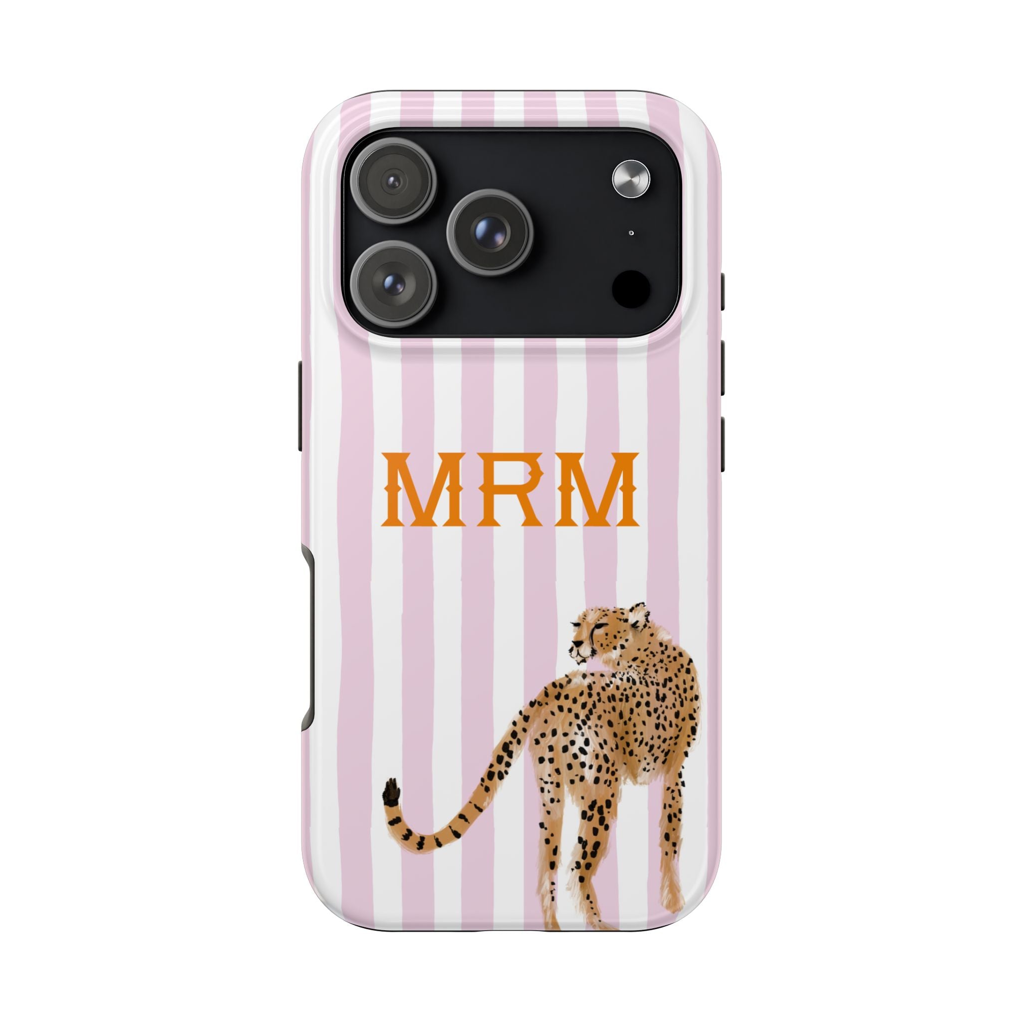 Preppy Cheetah (Pink) Monogrammed Tough Phone Case