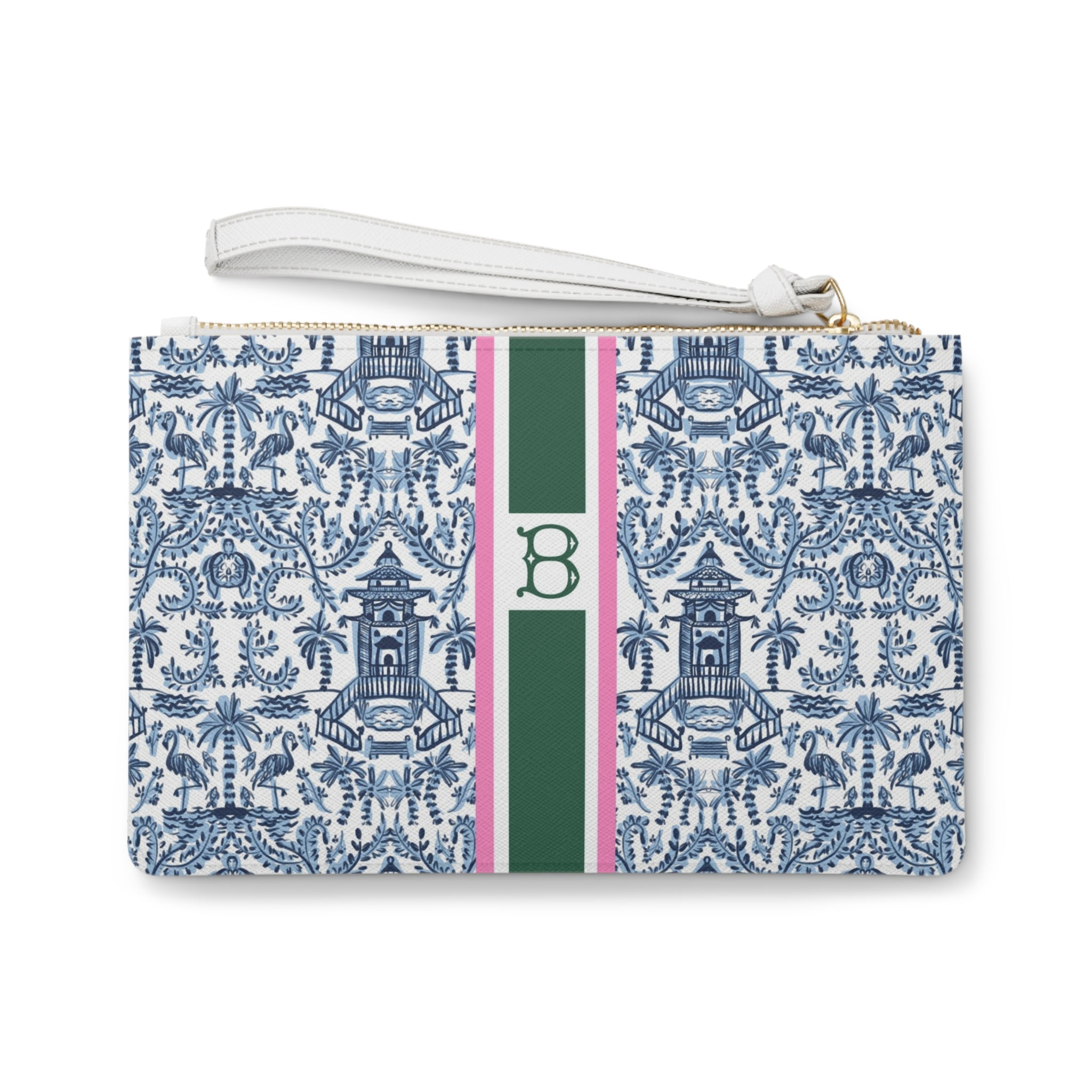 Palm Beach Striped Monogrammed Mahjong Card Pouch