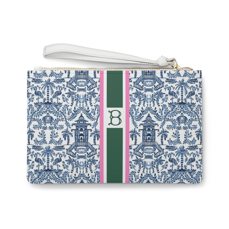 Palm Beach Striped Monogrammed Mahjong Card Pouch