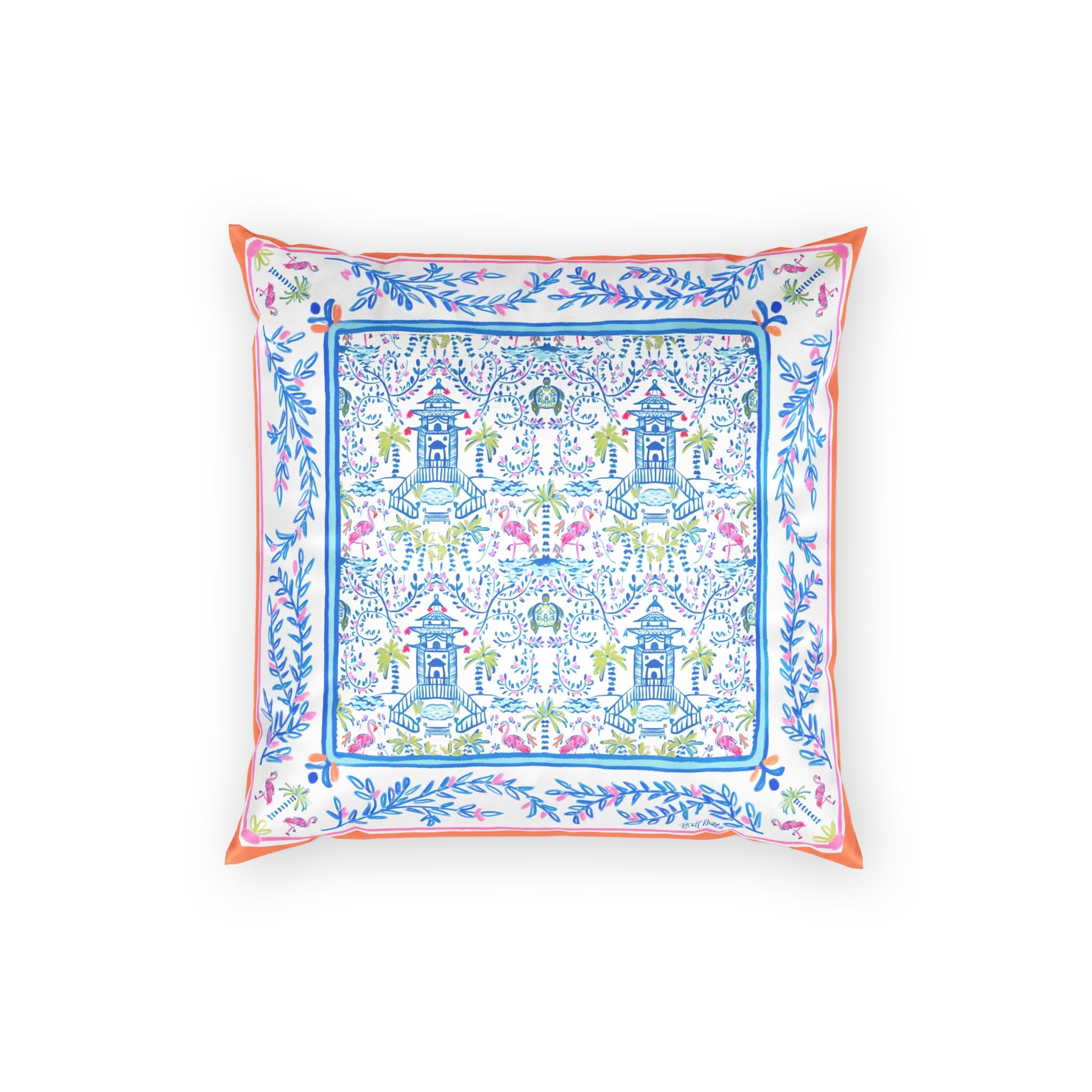 Colorful Chinoiserie Velvet Pillow