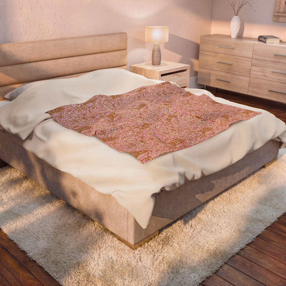 Soirée Pink Velveteen Throw Blanket