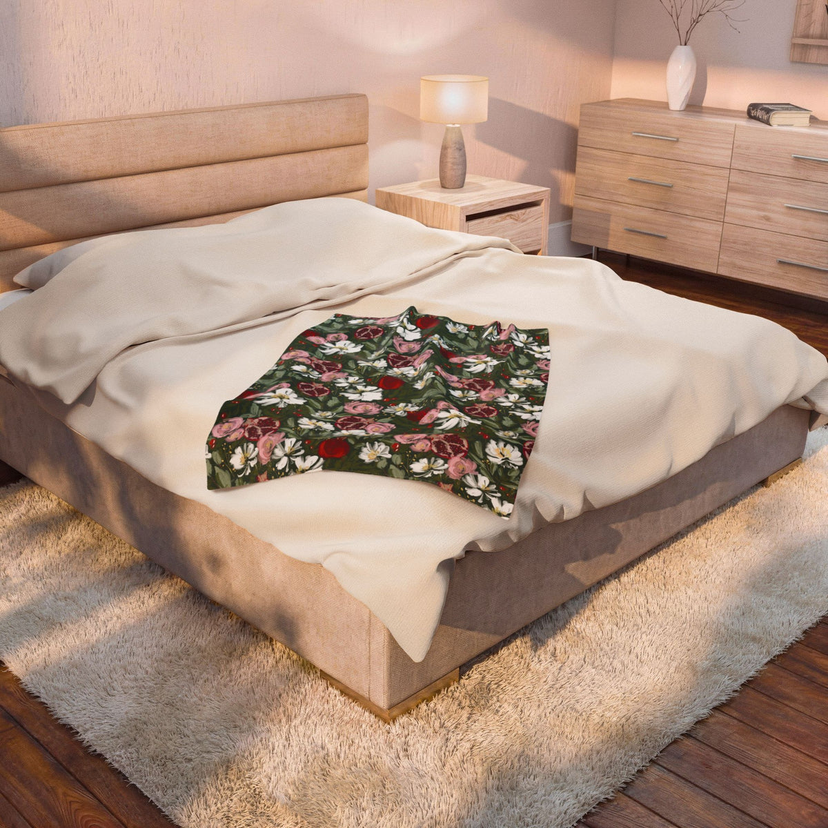 Crimson Harvest Velveteen Throw Blanket