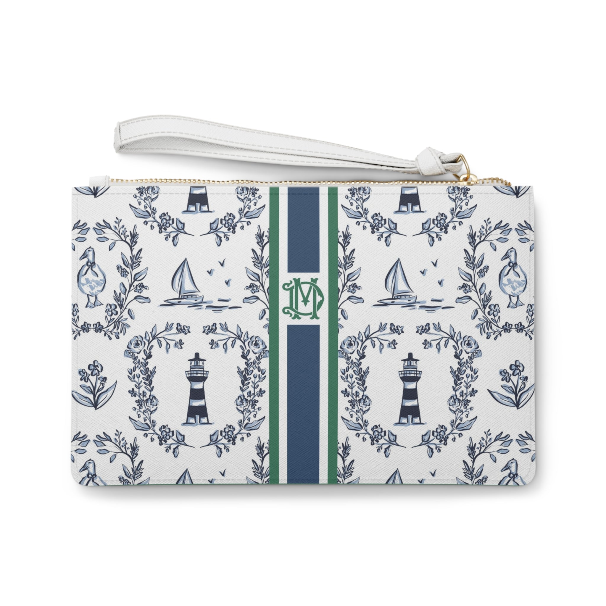 East Coast Summer Striped Monogrammed Mahjong Card Pouch