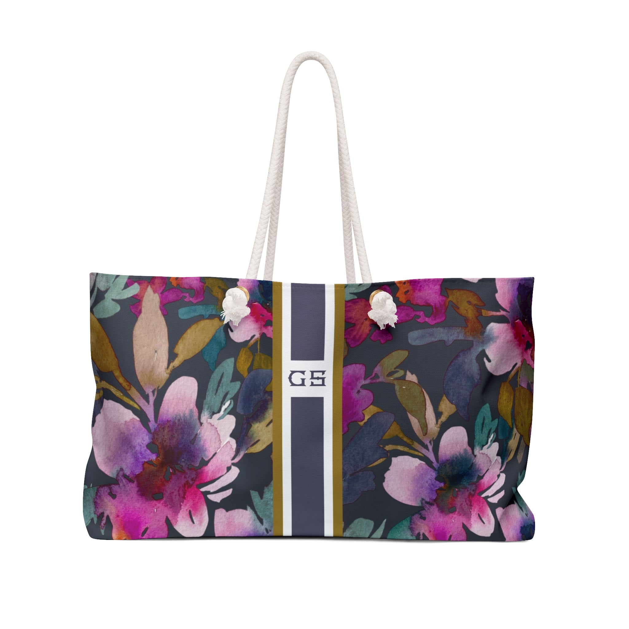 Flourish Striped Monogrammed Mahjong Bag