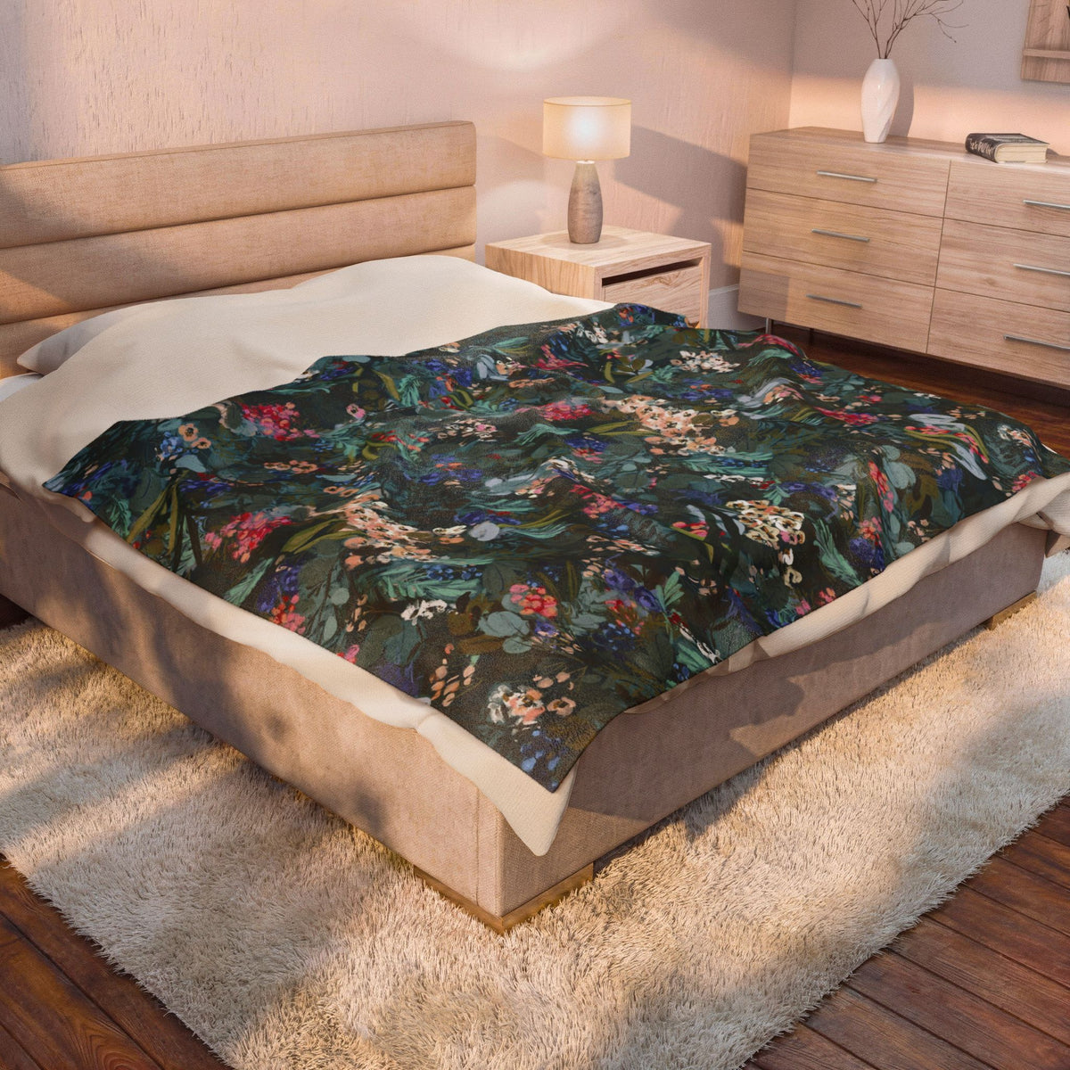 Winter Berry Velveteen Throw Blanket