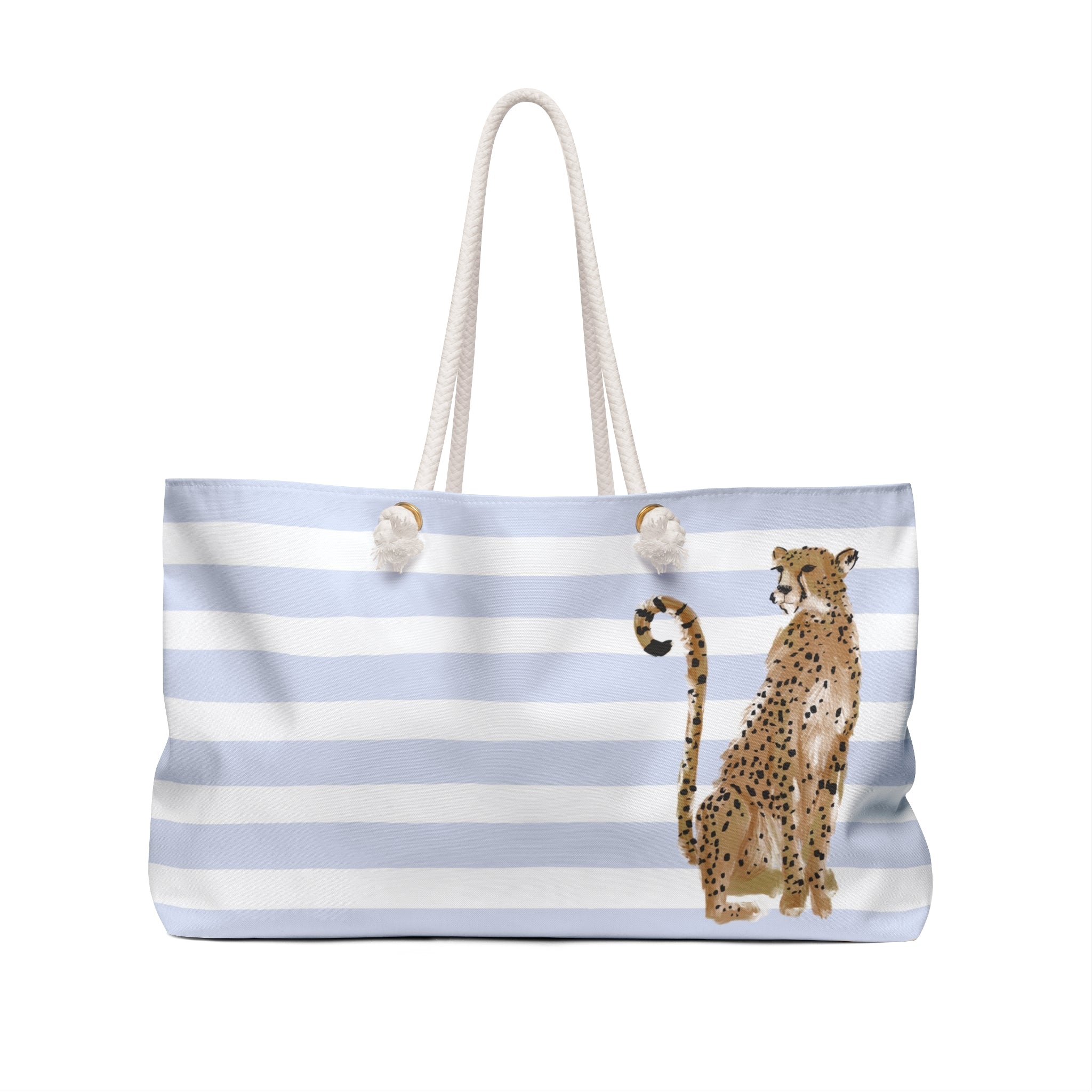 Preppy Cheetah (Blue) Monogrammed Mahjong Bag
