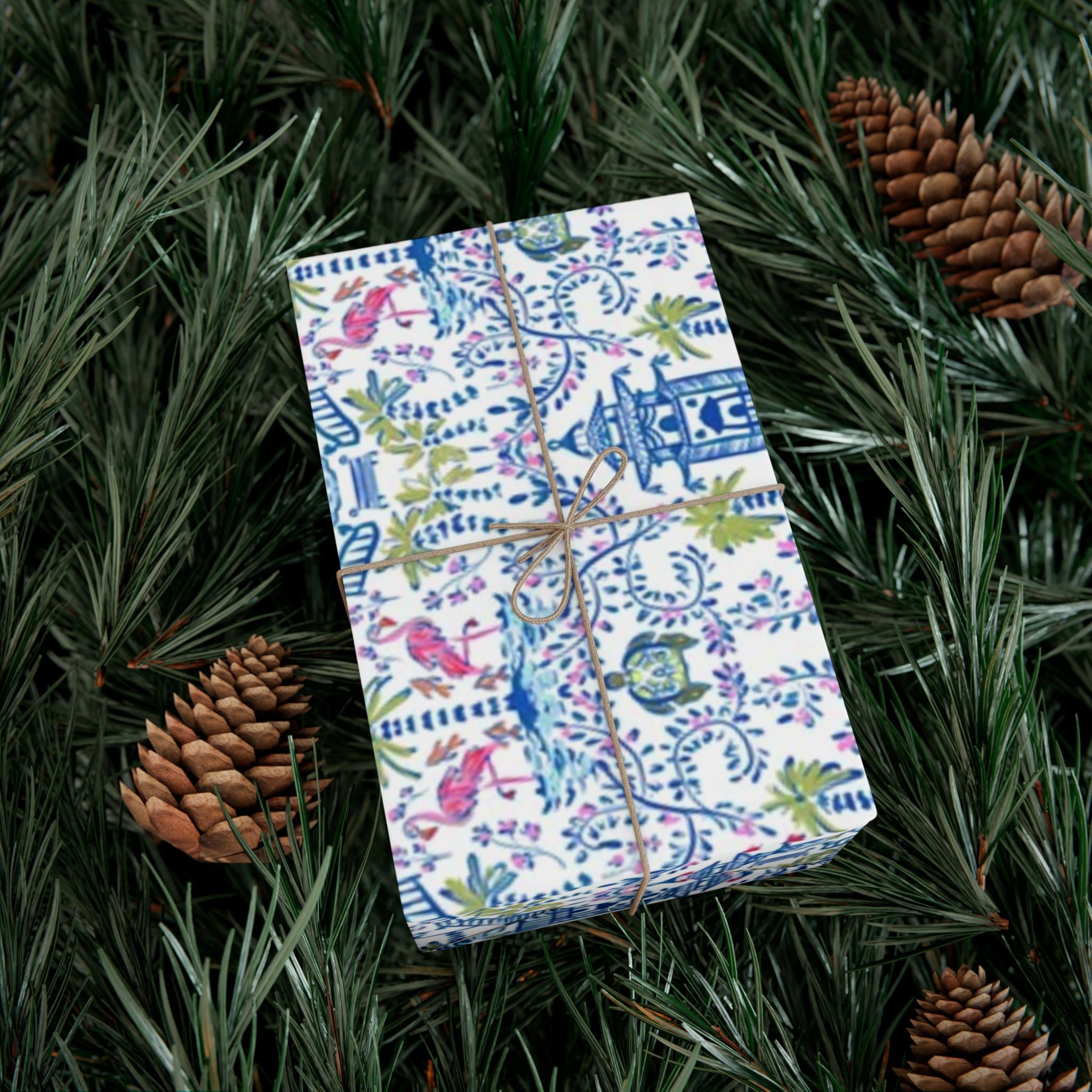 Colorful Chinoiserie Wrapping Paper Roll