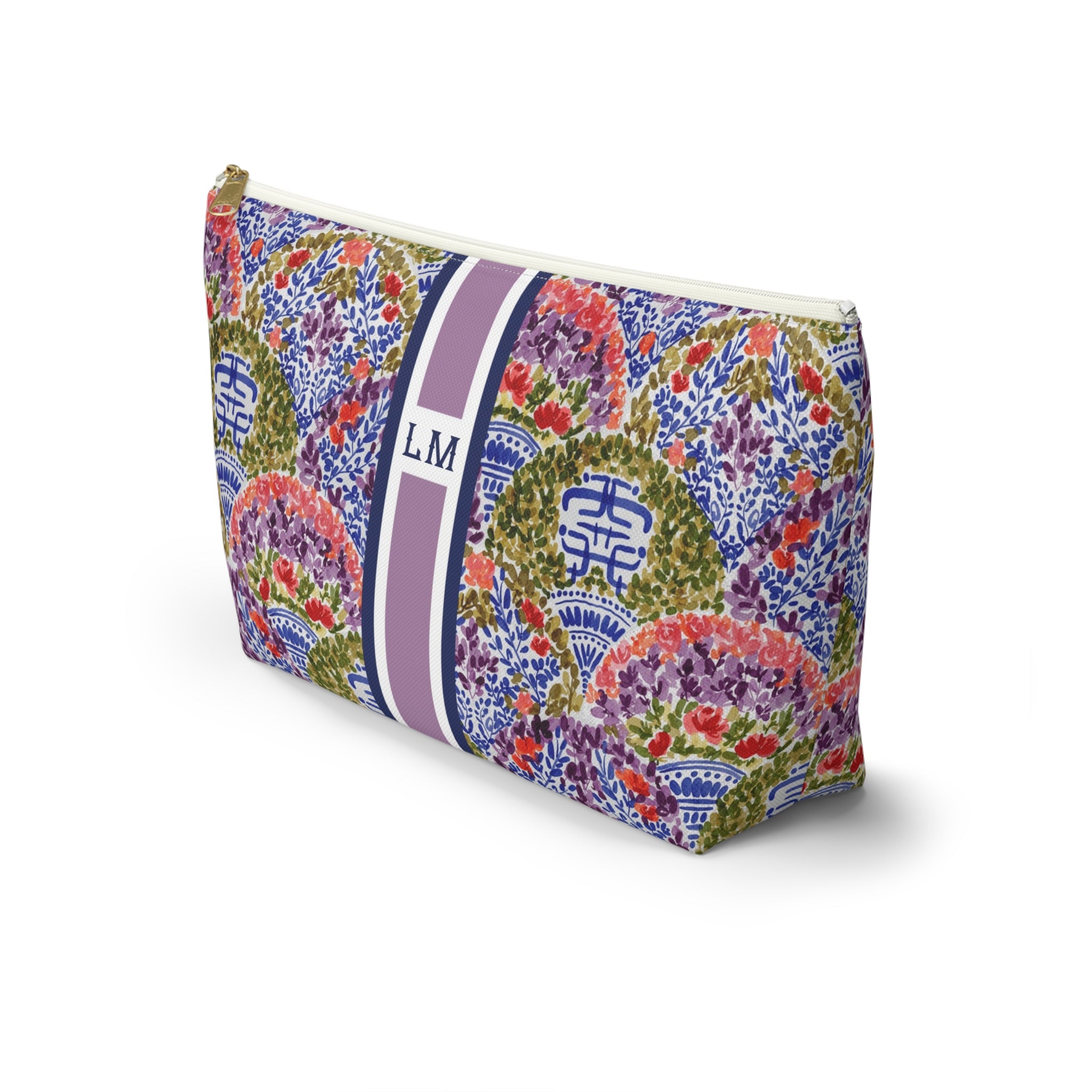 Dynasty Striped Monogrammed Mahjong Tile Pouch