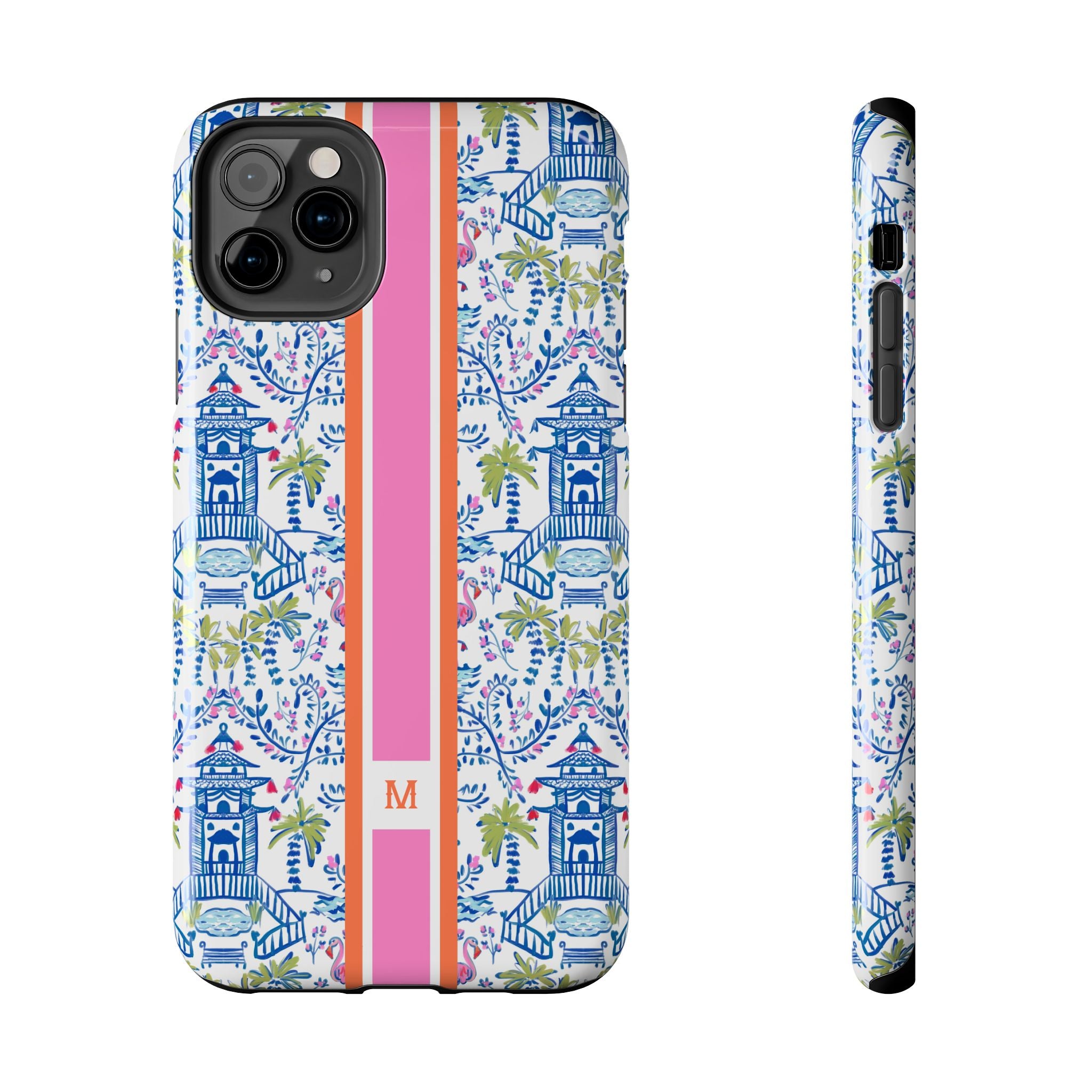 Colorful Chinoiserie Monogrammed Tough Phone Case