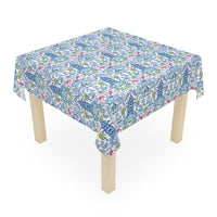 Colorful Coastal Chinoiserie Square Tablecloth