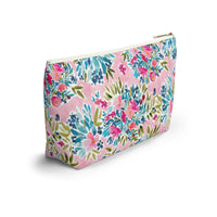 Aria Pink Striped Monogrammed Pouch