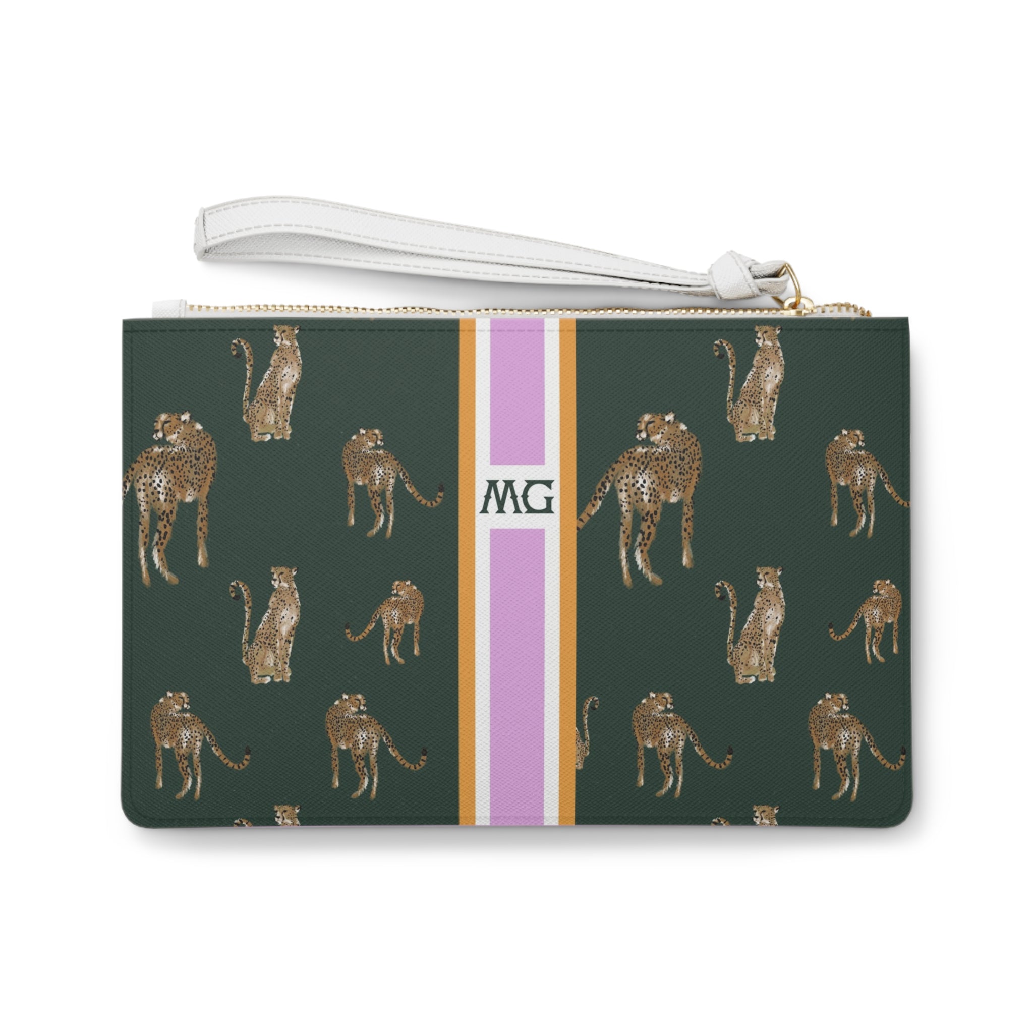 Cheetah Dance Striped Monogrammed Mahjong Card Pouch