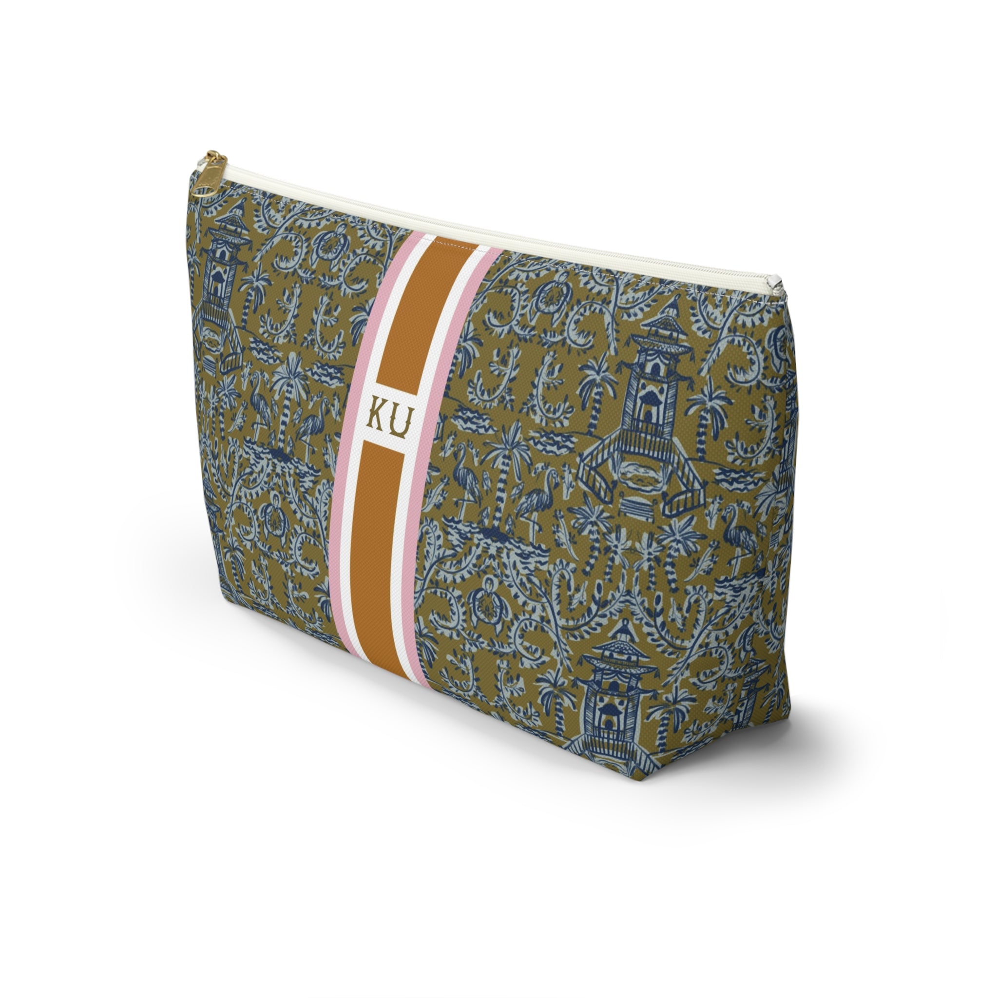 Soirée Striped Monogrammed Mahjong Tile Pouch