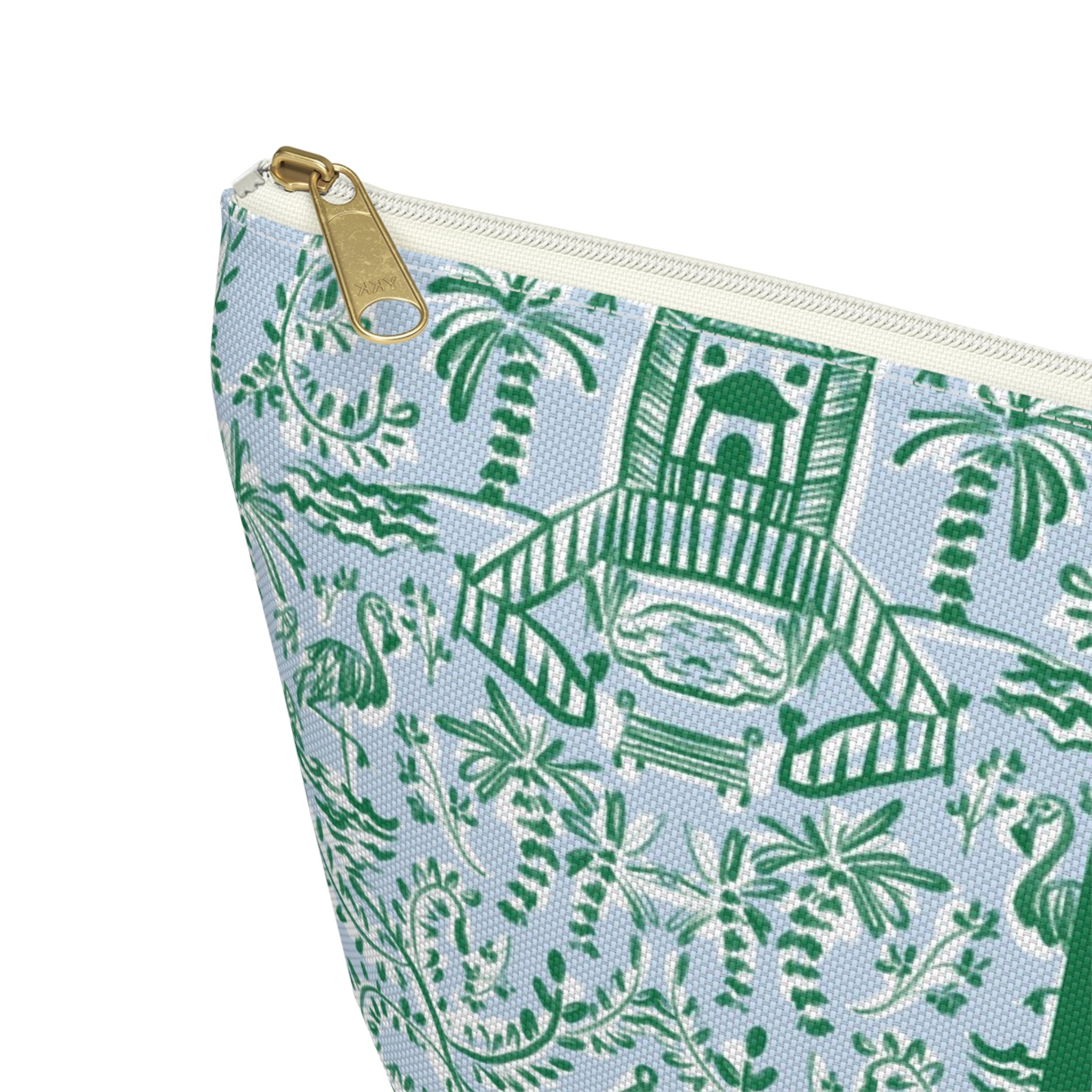 Chinoiserie Palms Striped Monogrammed Pouch