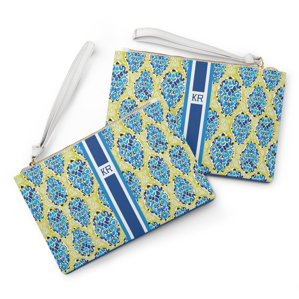 Boho Garden Striped Monogrammed Mahjong Card Pouch