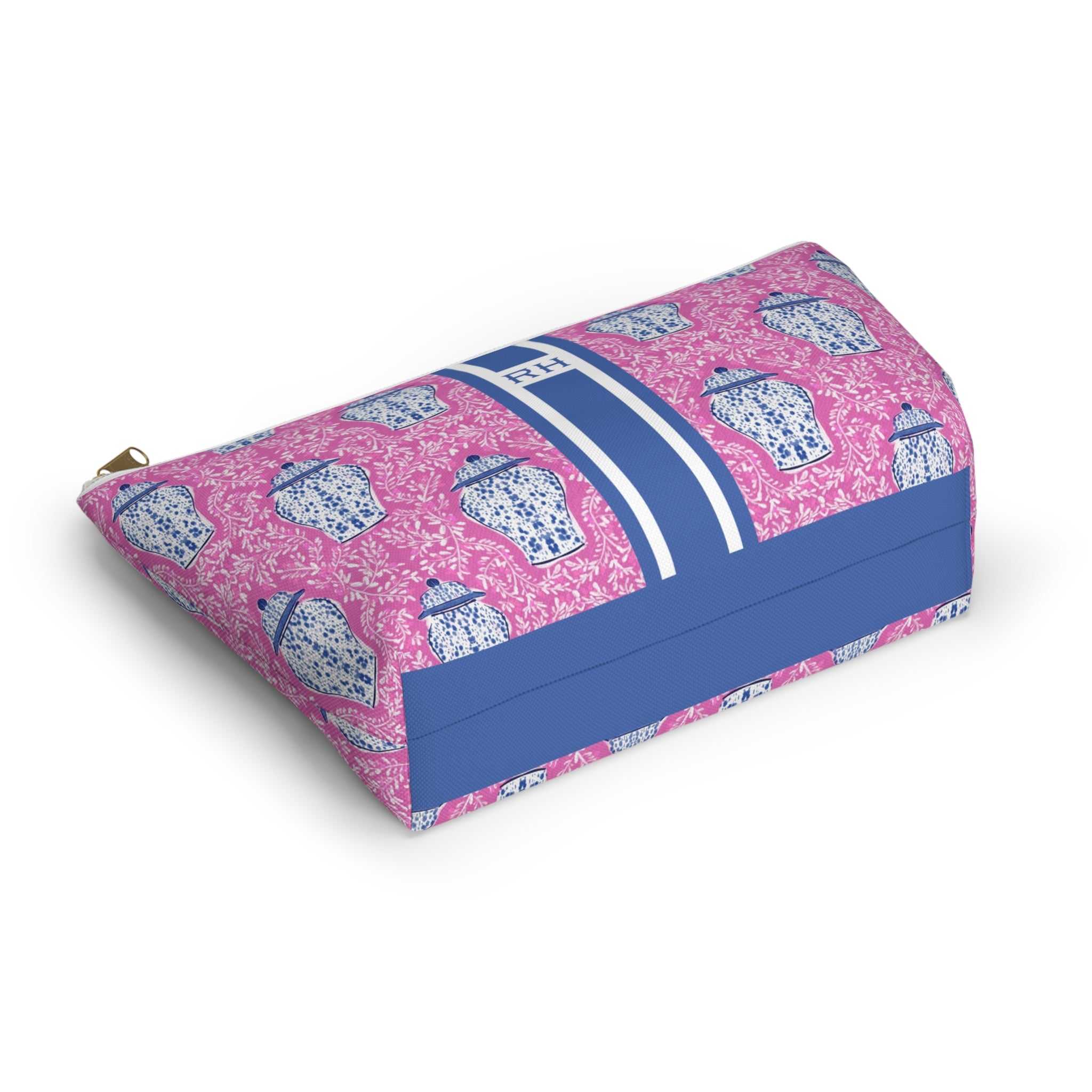 Ginger Striped Monogrammed Mahjong Tile Pouch