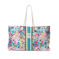 Aria Pink Striped Monogrammed Mahjong Bag