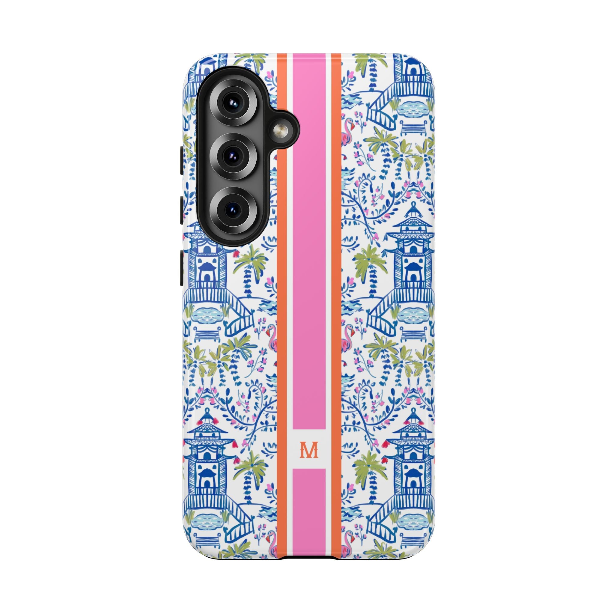 Colorful Chinoiserie Monogrammed Tough Phone Case