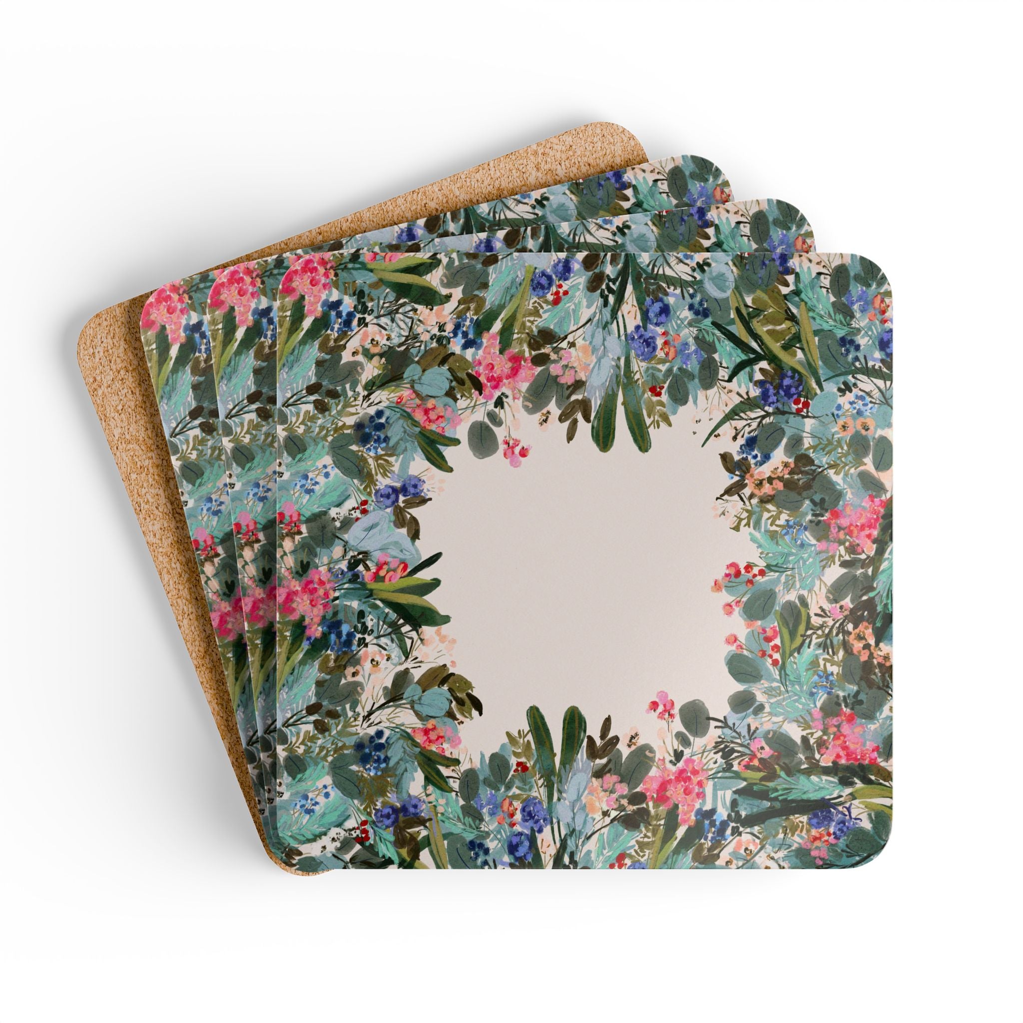 Winter Berry Mahjong Mat Art Coaster Set (Set of 4)