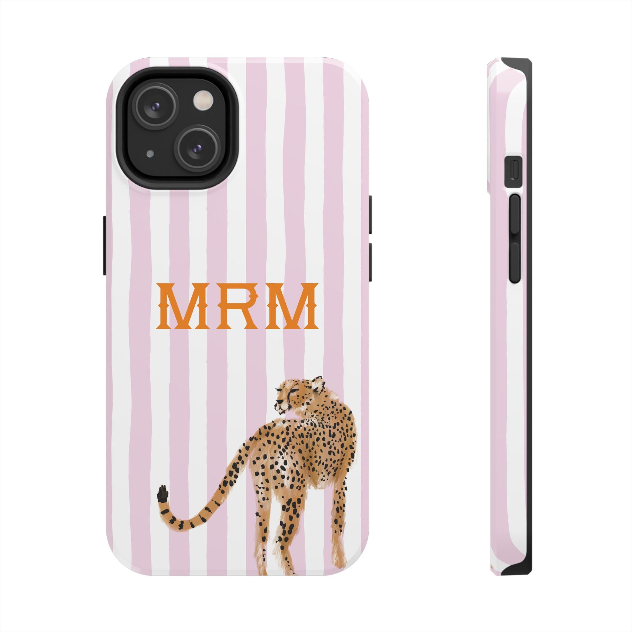 Preppy Cheetah (Pink) Monogrammed Tough Phone Case