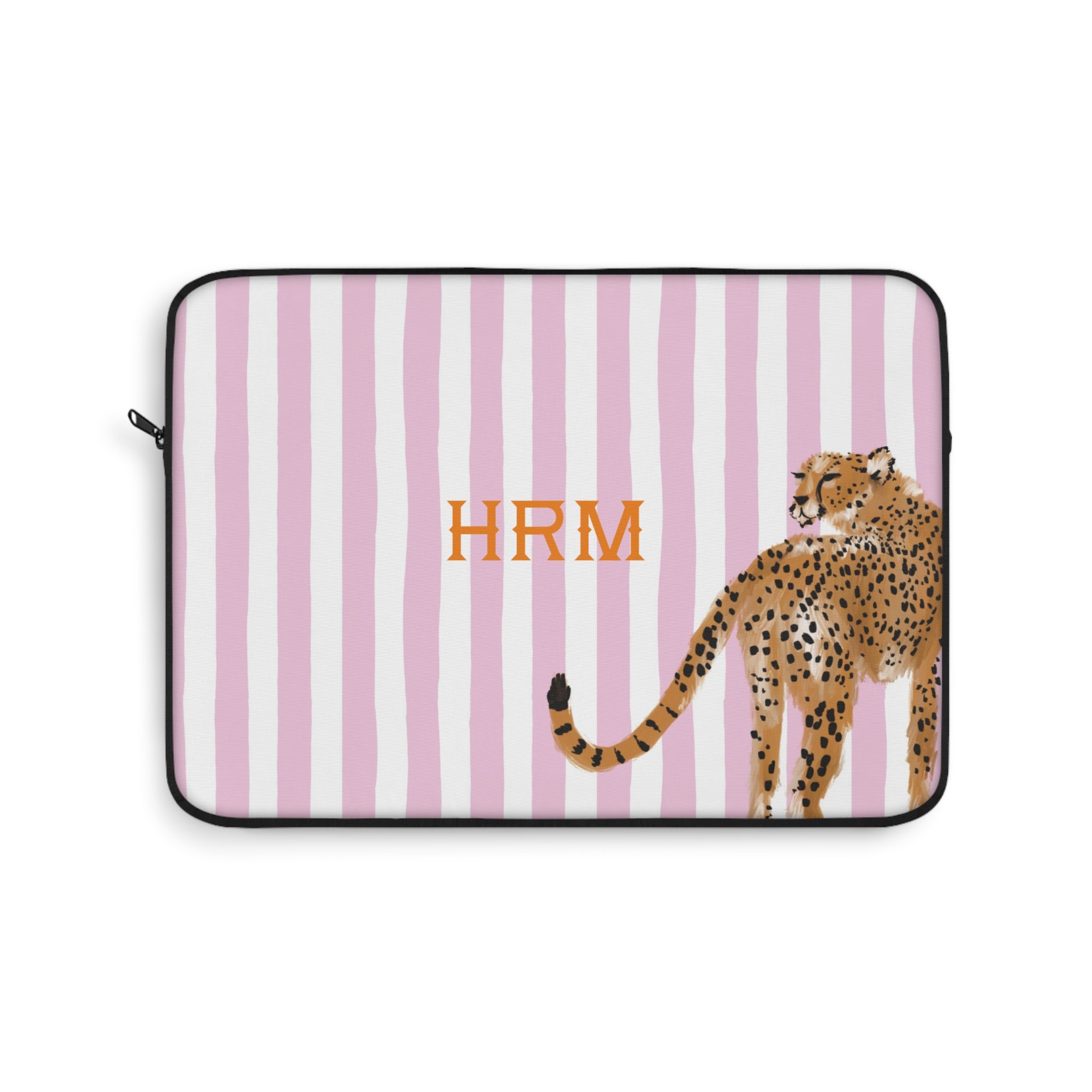 Preppy Cheetah (Pink) Monogrammed Laptop Sleeve