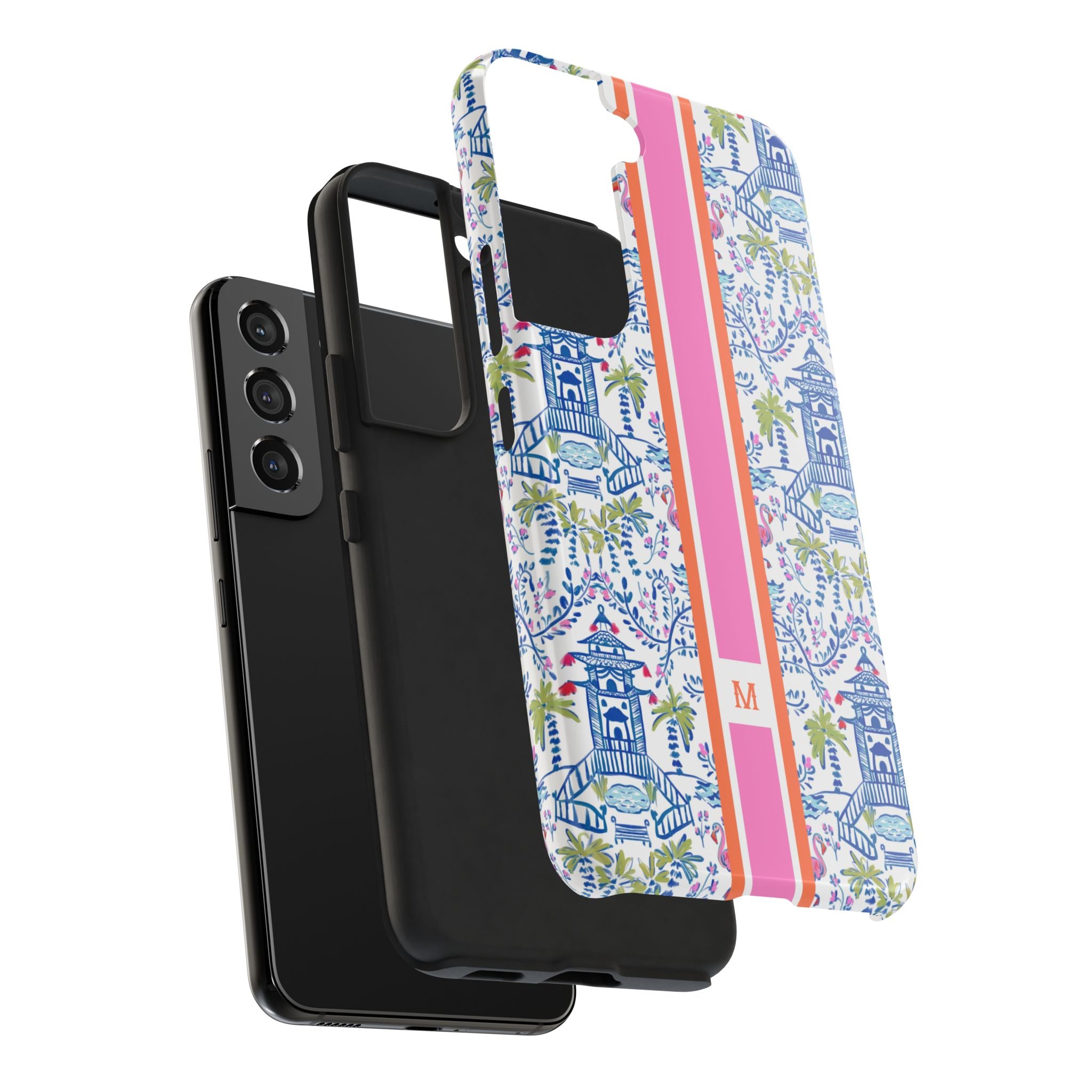 Colorful Chinoiserie Monogrammed Tough Phone Case