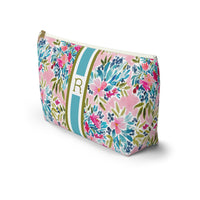 Aria Pink Striped Monogrammed Pouch