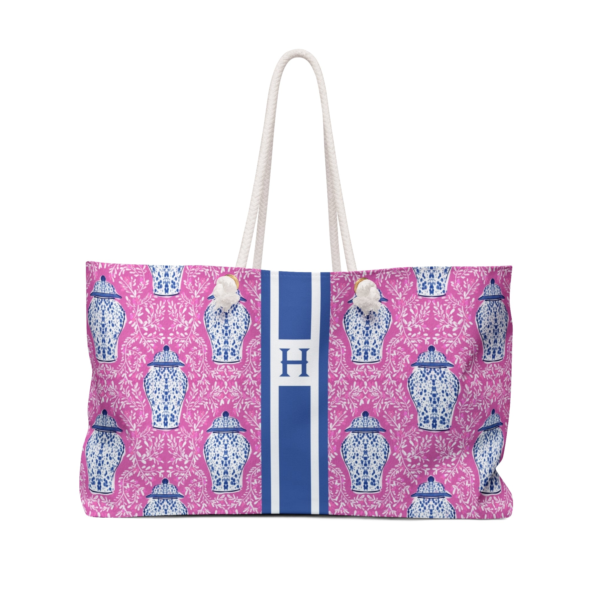 Ginger Striped Monogrammed Mahjong Bag