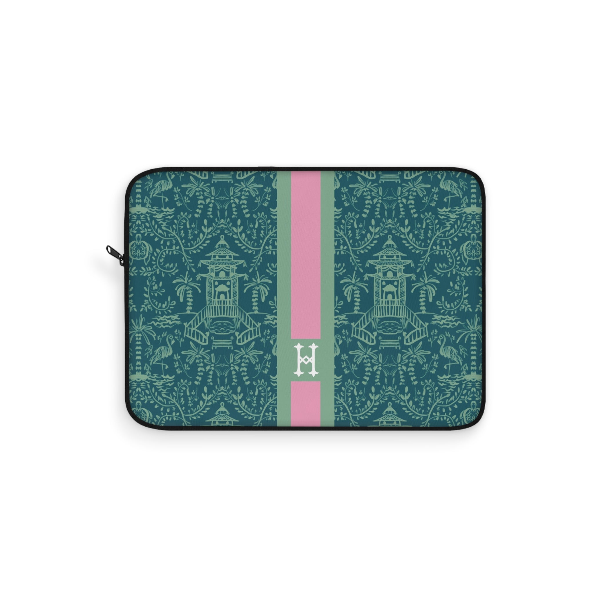 Palm Beach Teal Monogrammed Laptop Sleeve