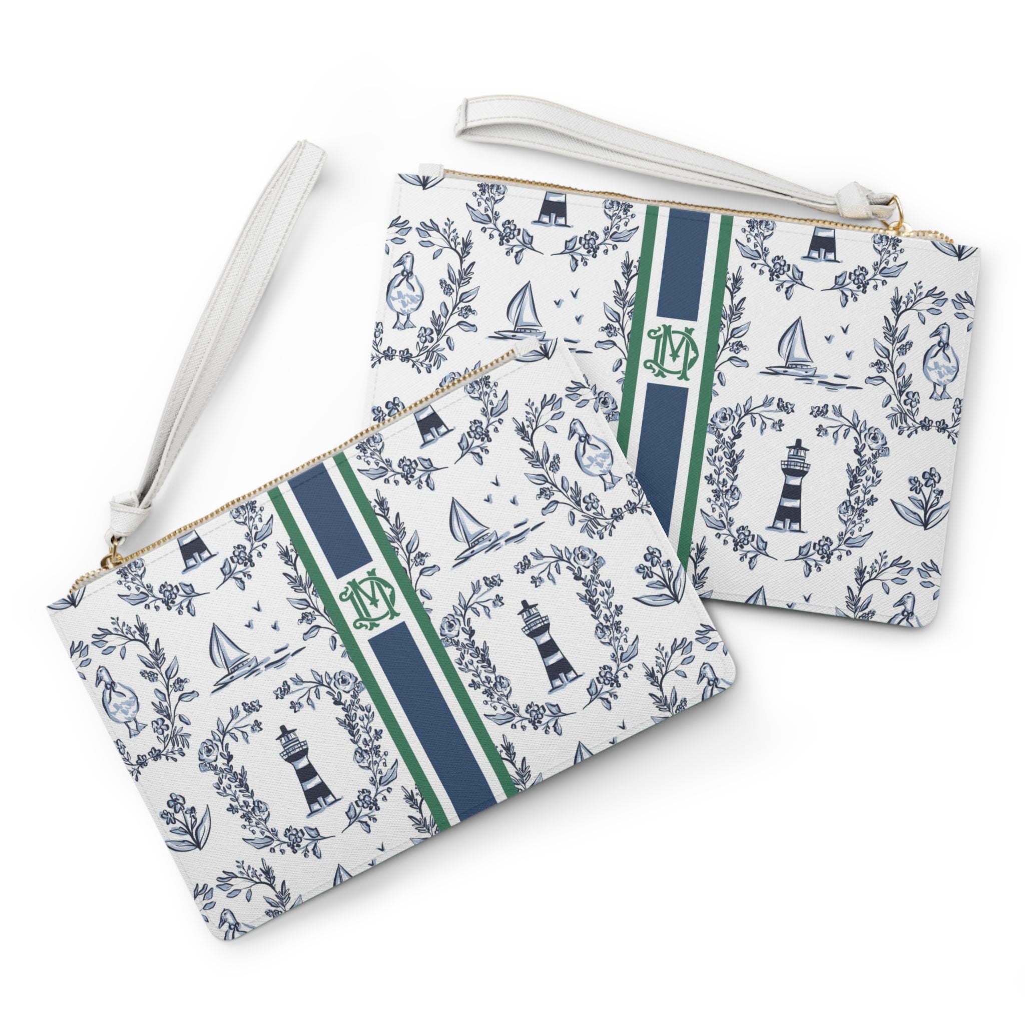 East Coast Summer Striped Monogrammed Mahjong Card Pouch