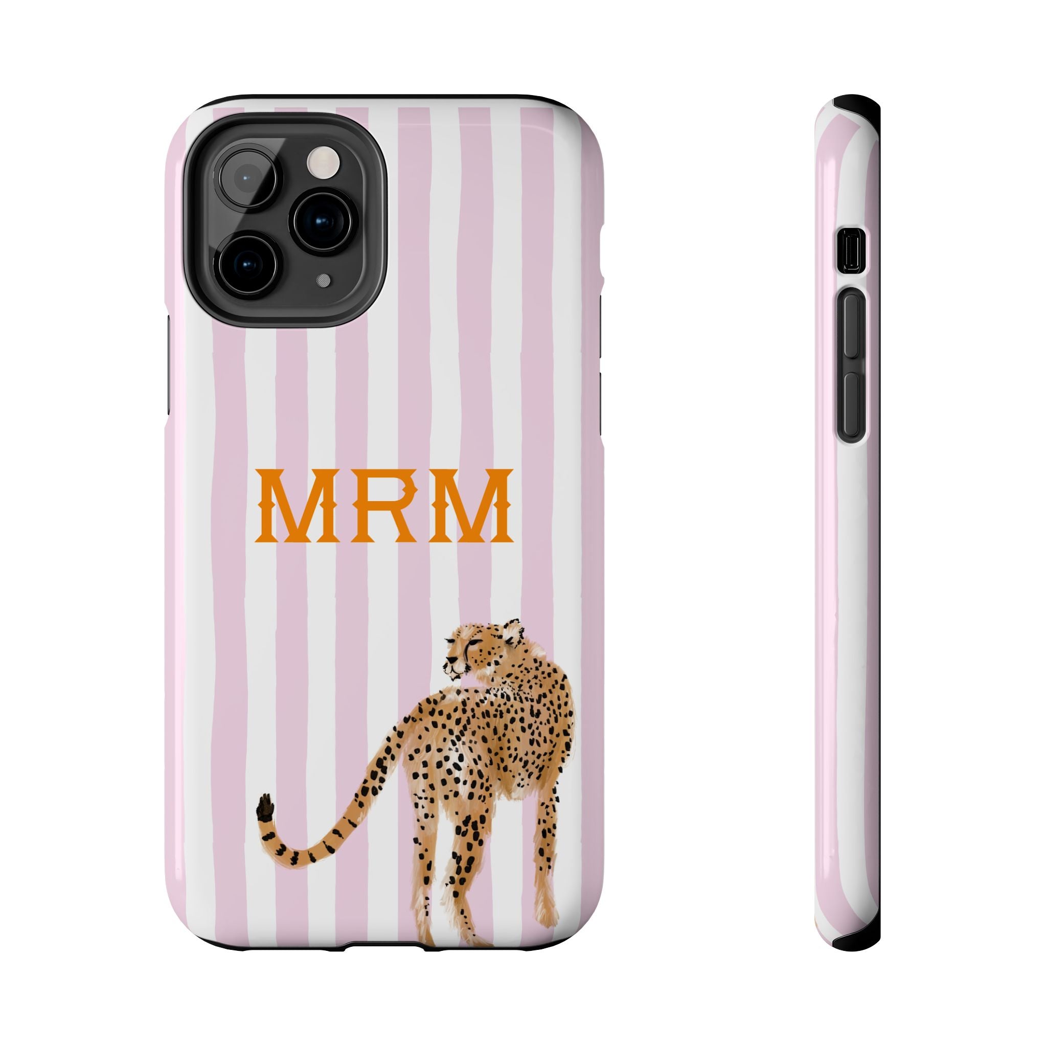 Preppy Cheetah (Pink) Monogrammed Tough Phone Case
