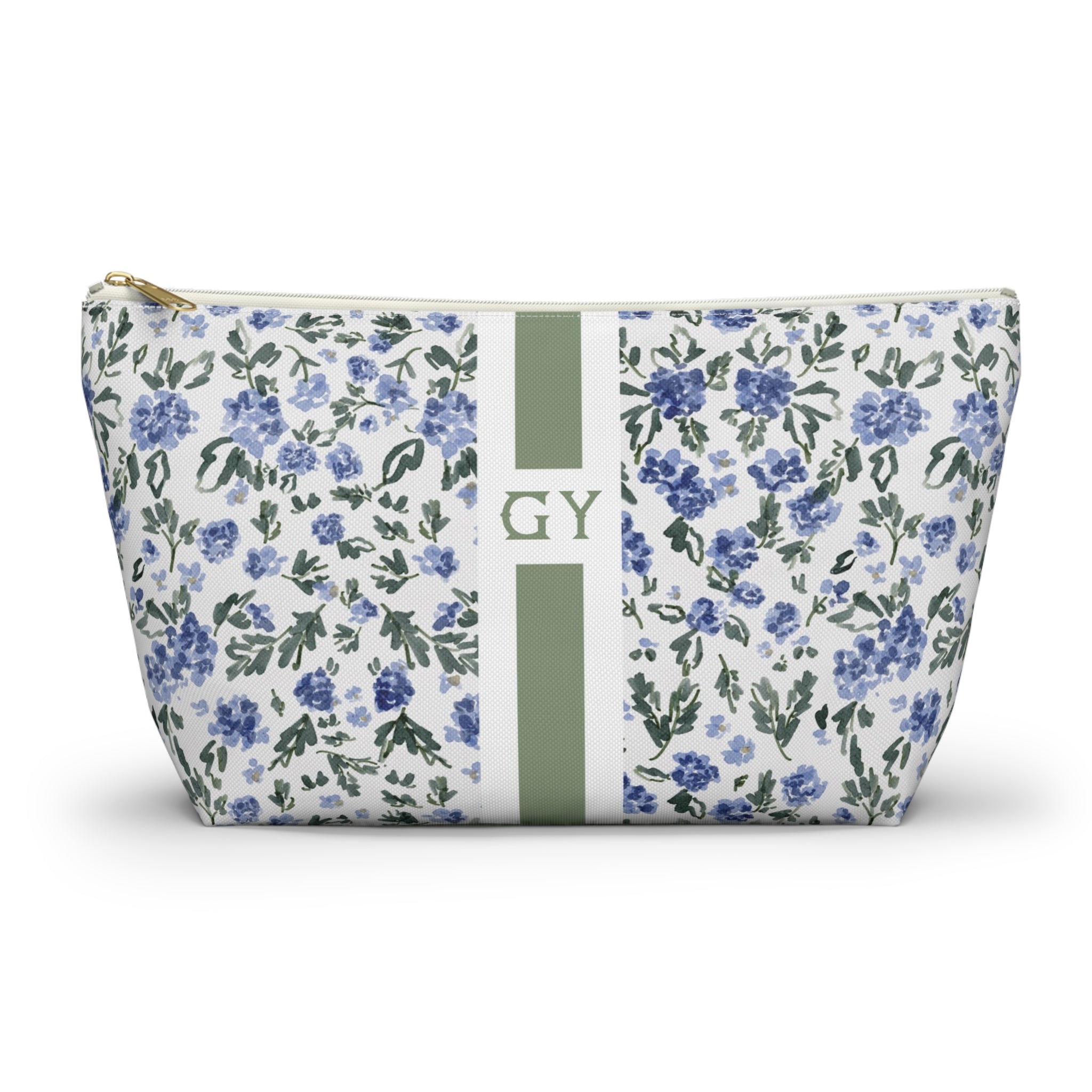 English Countryside Striped Monogrammed Mahjong Tile Pouch