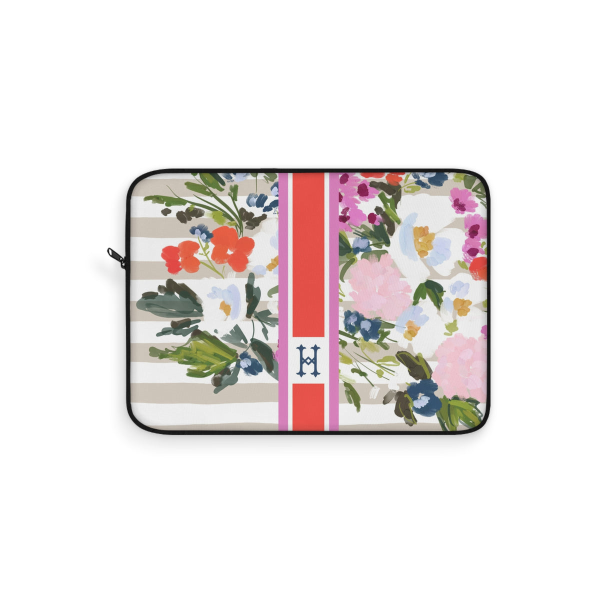 Veranda Striped Monogrammed Laptop Sleeve