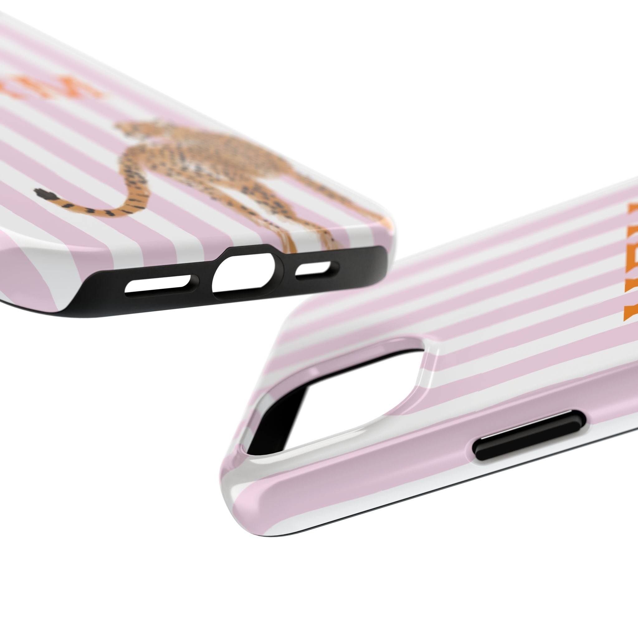Preppy Cheetah (Pink) Monogrammed Tough Phone Case