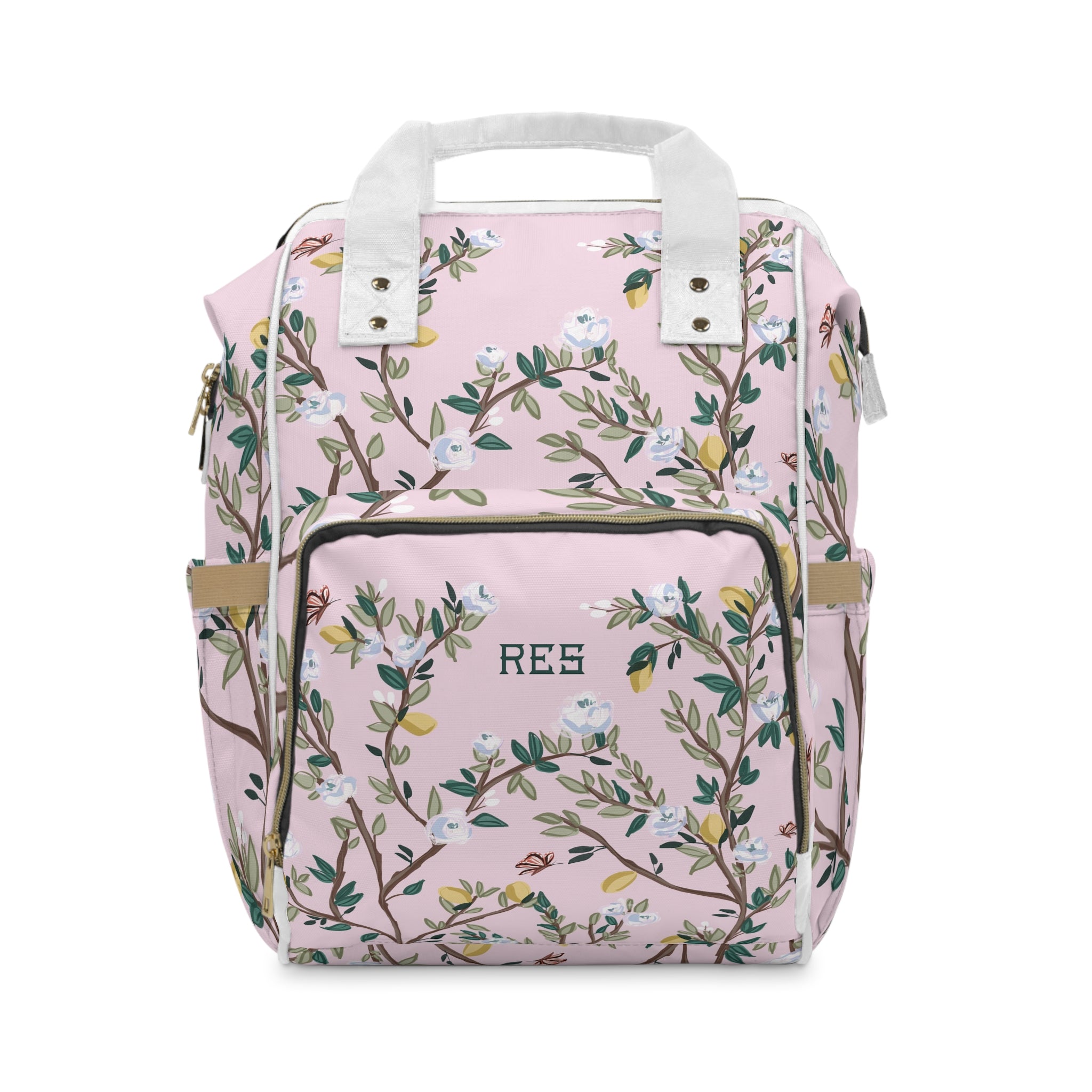 Blossom Garden Monogrammed Nylon Waterproof Diaper Backpack