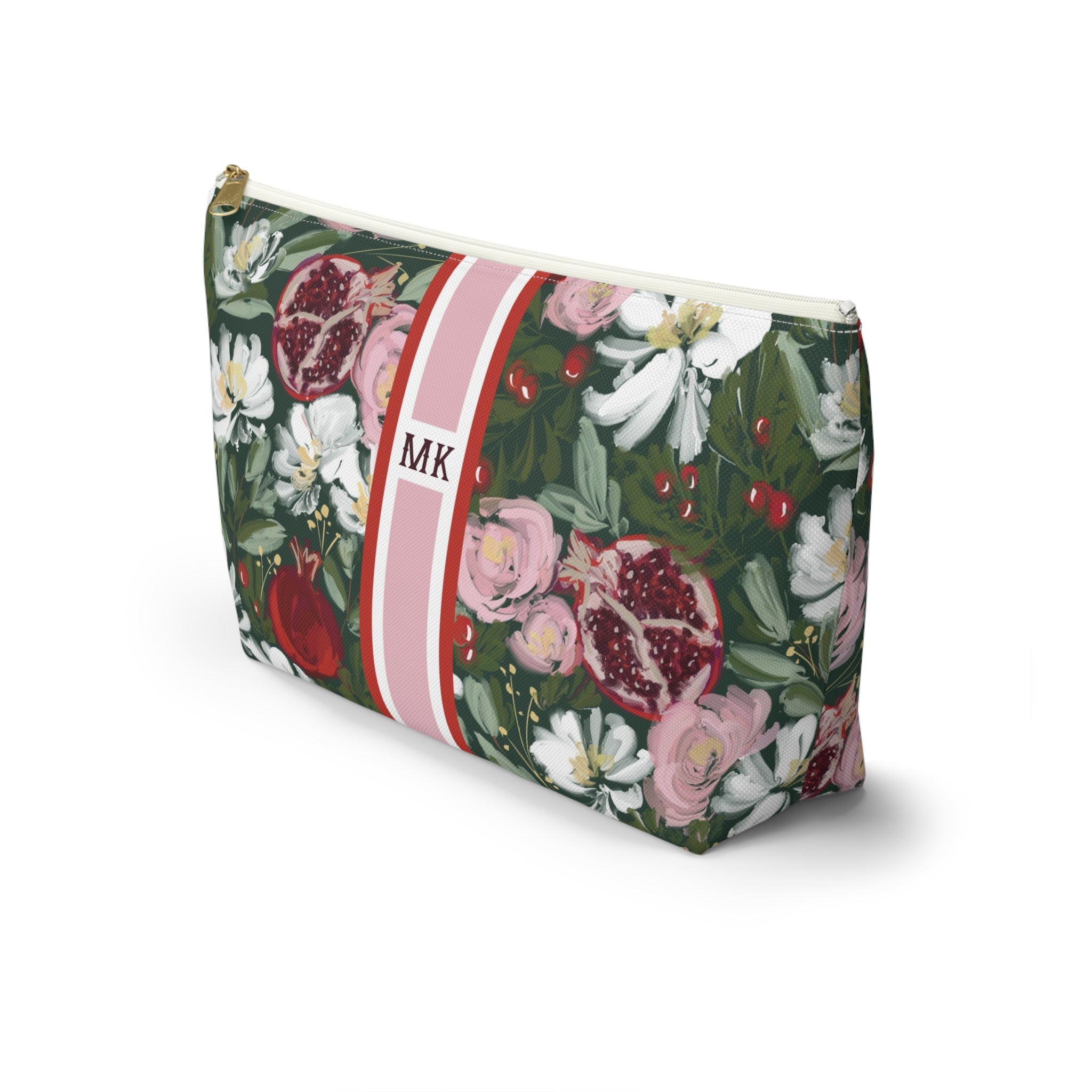 Crimson Harvest Striped Monogrammed Mahjong Tile Pouch
